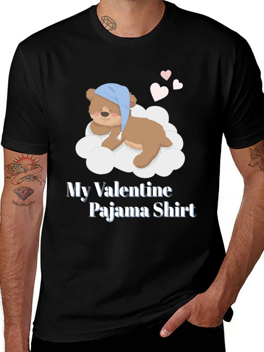 Valentines Pajama Shirt with Teddy Bear