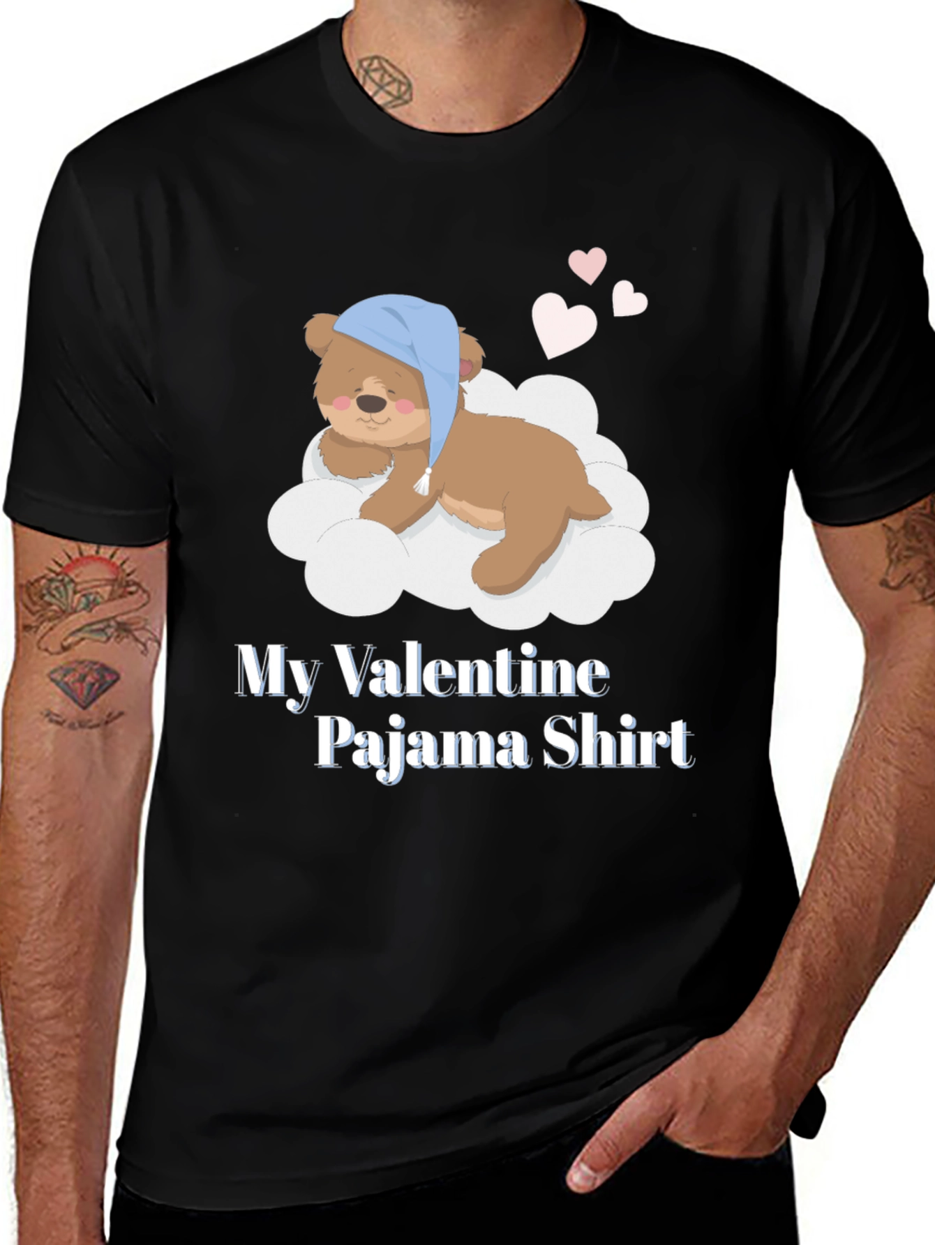 Valentines Pajama Shirt with Teddy Bear