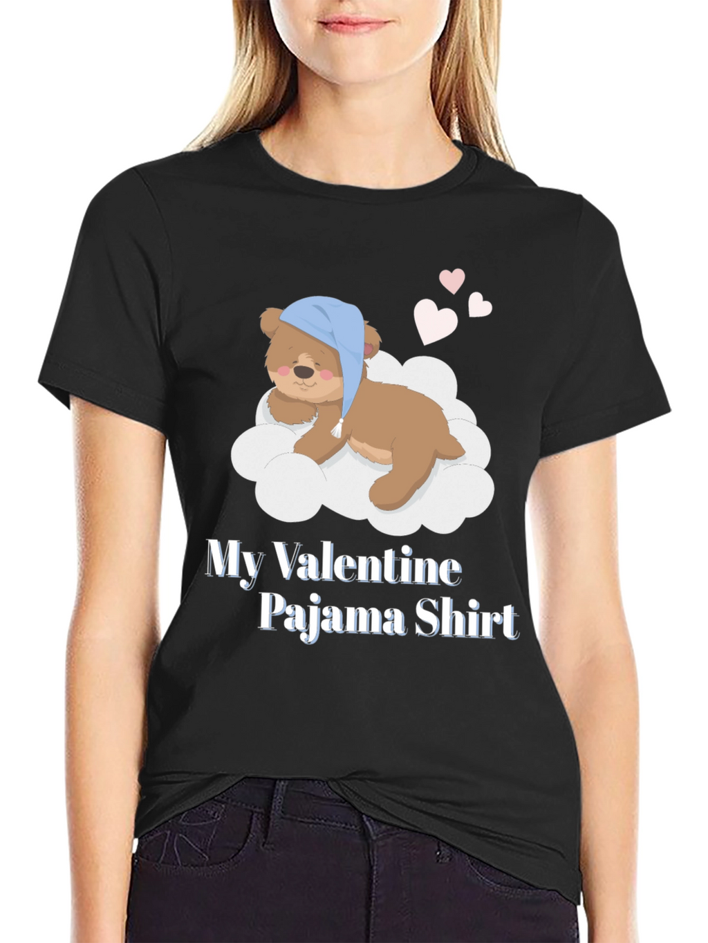 Valentines Pajama Shirt with Teddy Bear