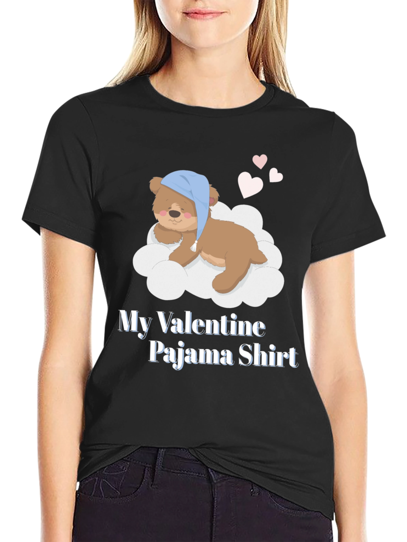 Valentines Pajama Shirt with Teddy Bear