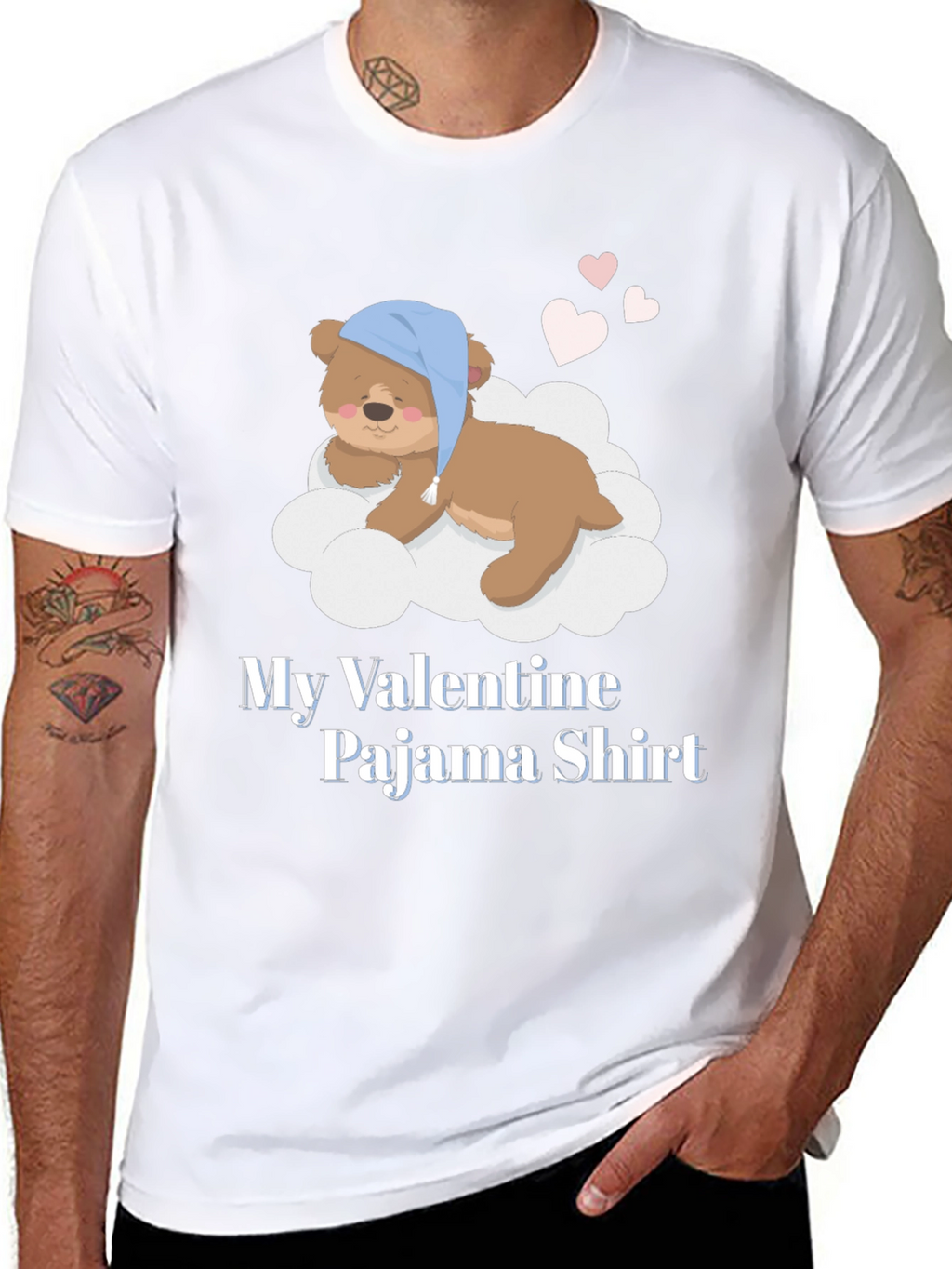 Valentines Pajama Shirt with Teddy Bear