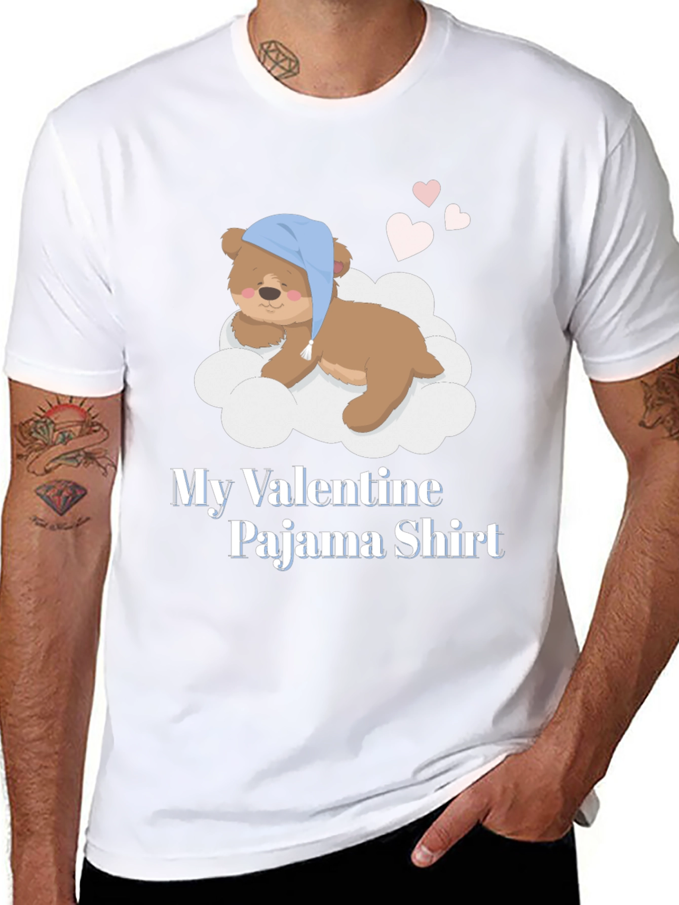 Valentines Pajama Shirt with Teddy Bear