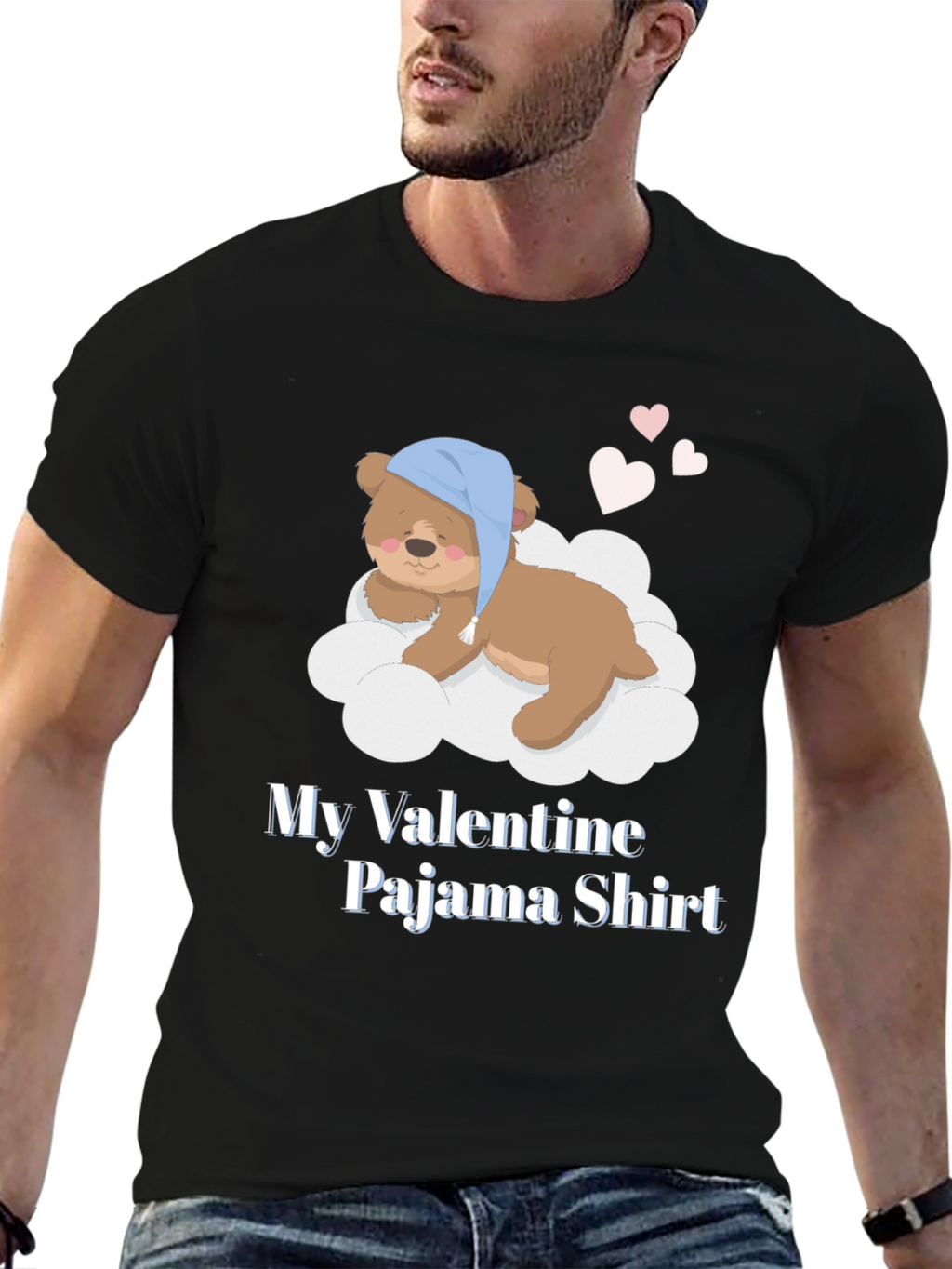 Valentines Pajama Shirt with Teddy Bear