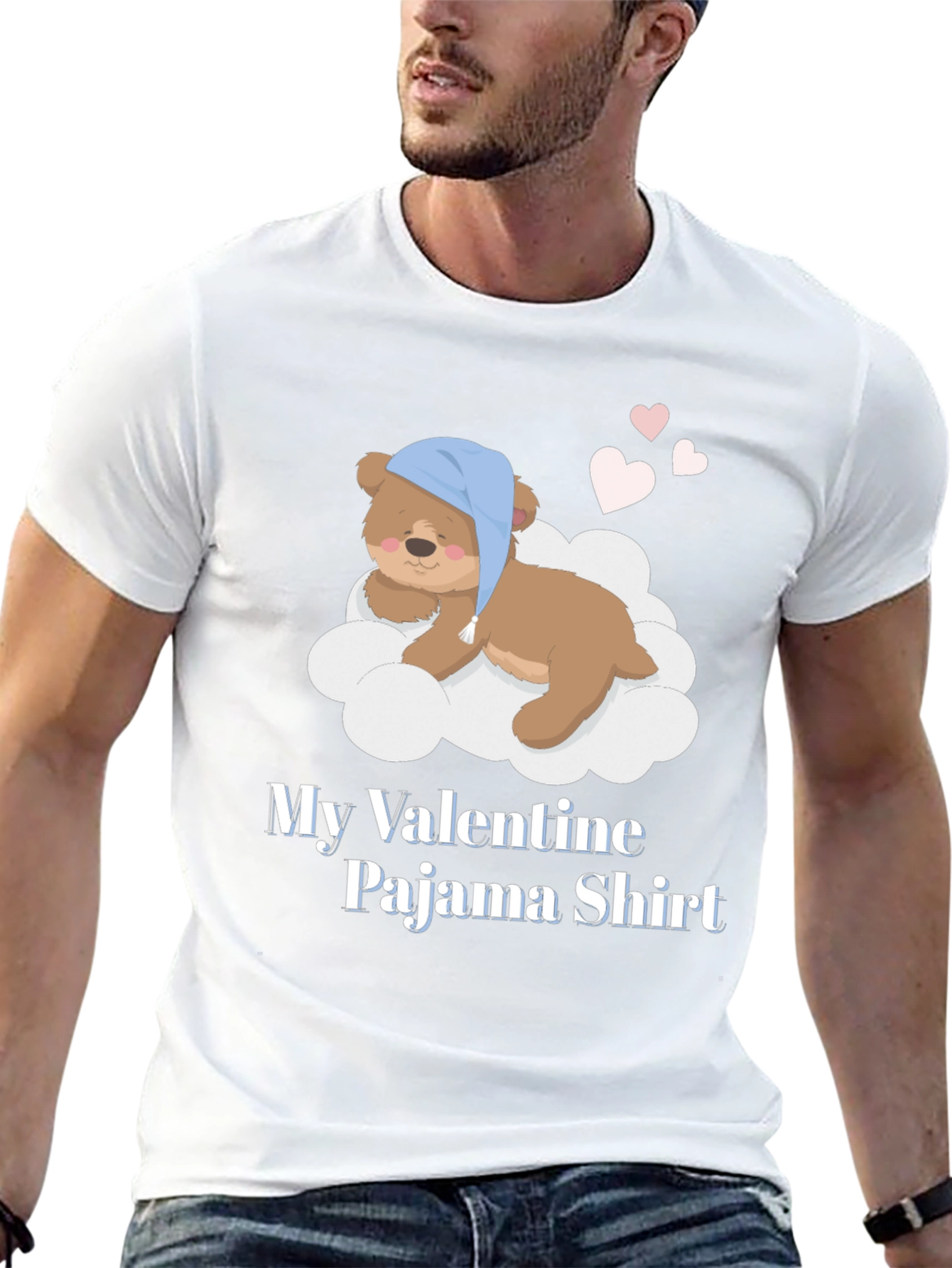 Valentines Pajama Shirt with Teddy Bear
