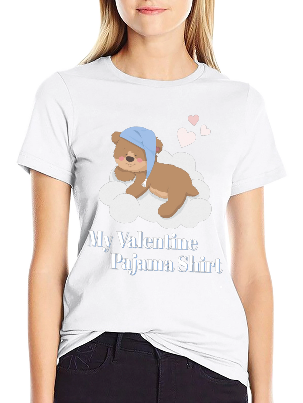 Valentines Pajama Shirt with Teddy Bear