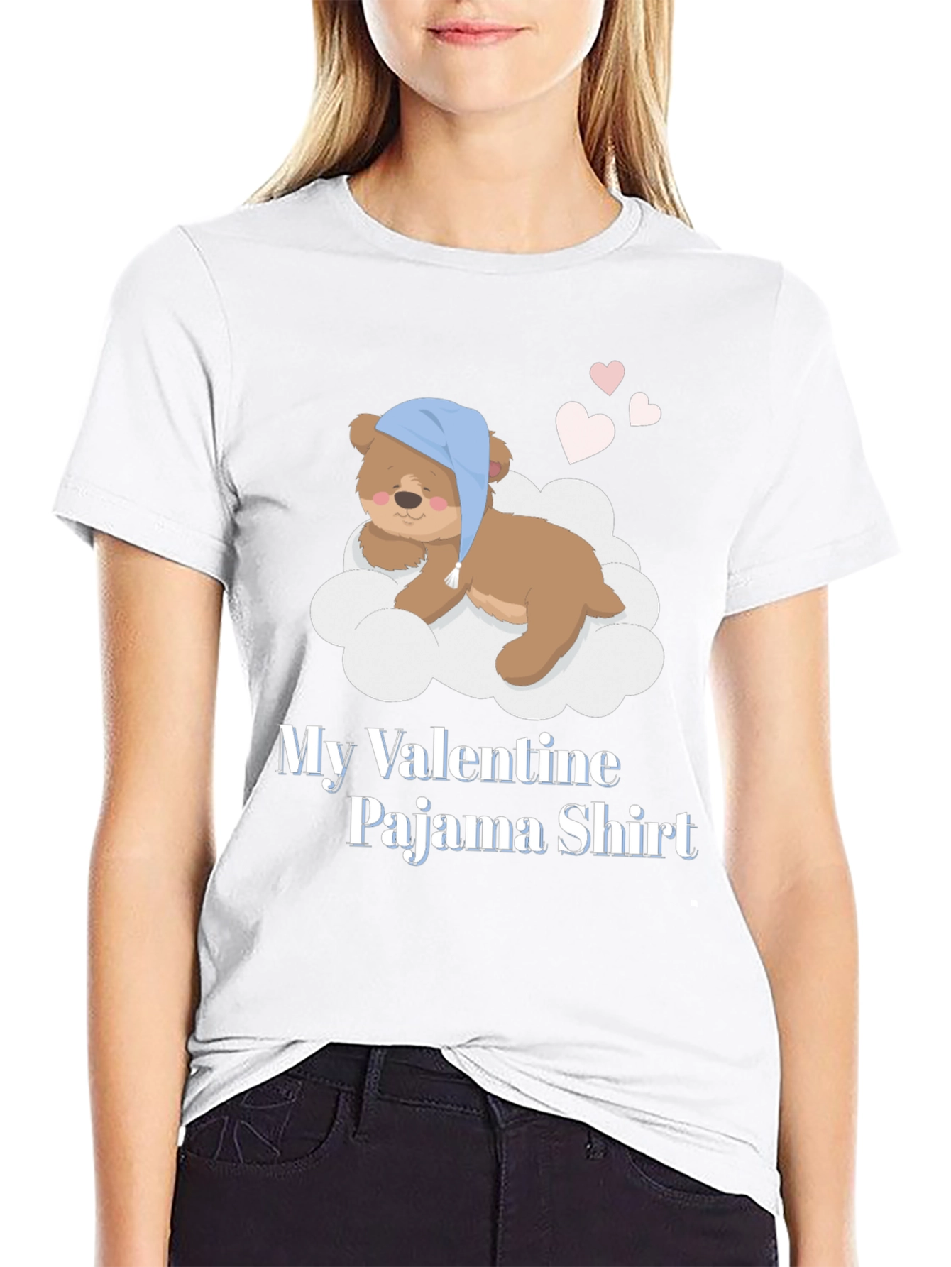 Valentines Pajama Shirt with Teddy Bear