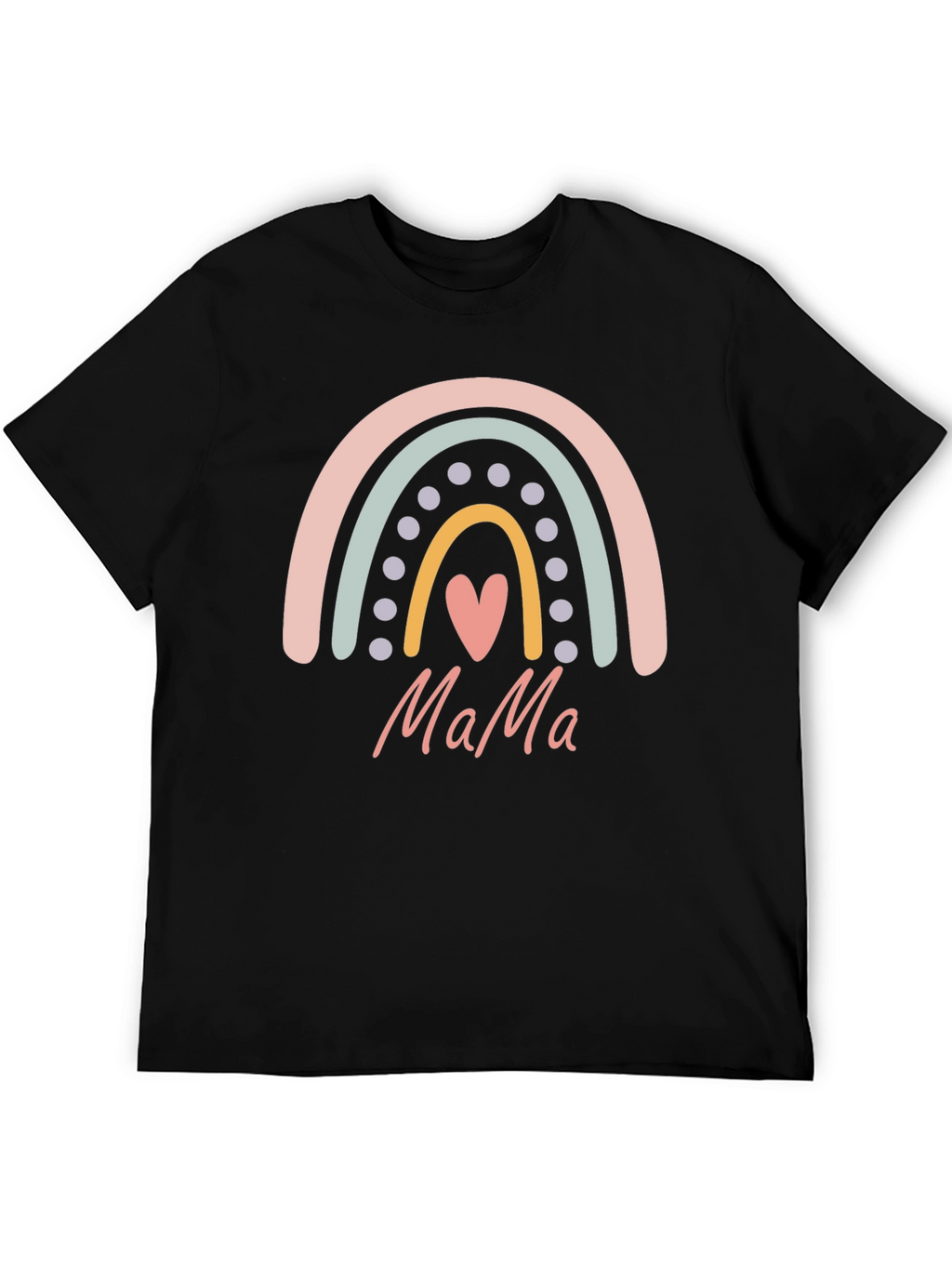Mama Rainbow Heart Graphic T-Shirt - Black