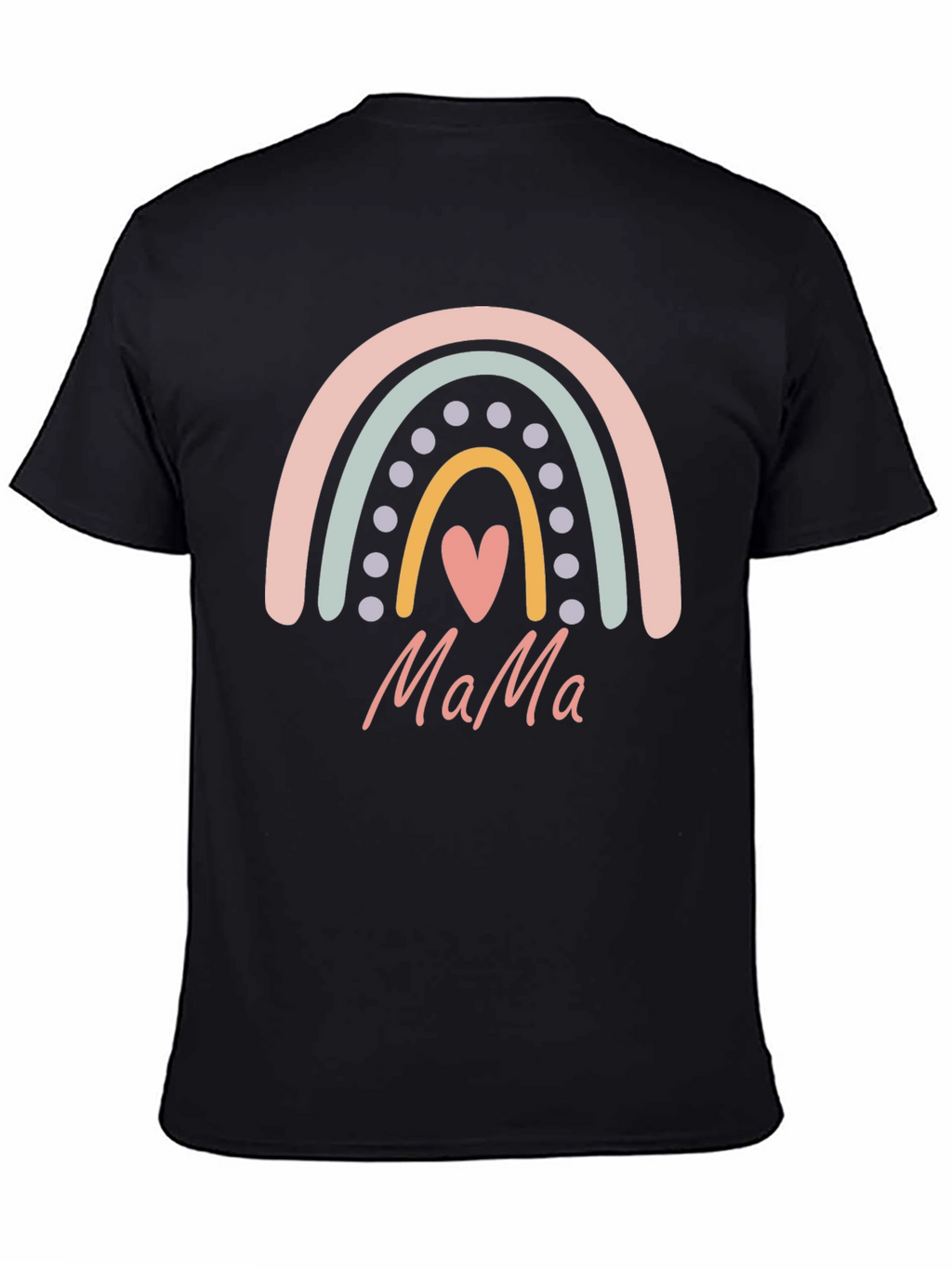 Mama Rainbow Heart Graphic T-Shirt - Black