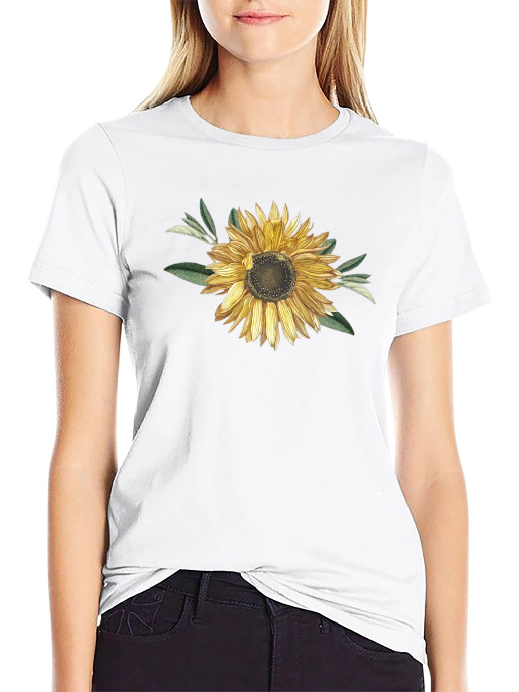 Sunflower Graphic T-Shirt - Black Cotton Blend