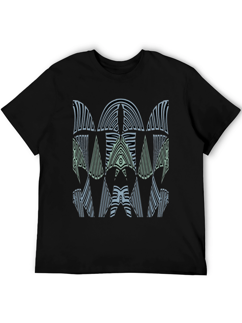 Abstract Graphic Print Mens Black Tee