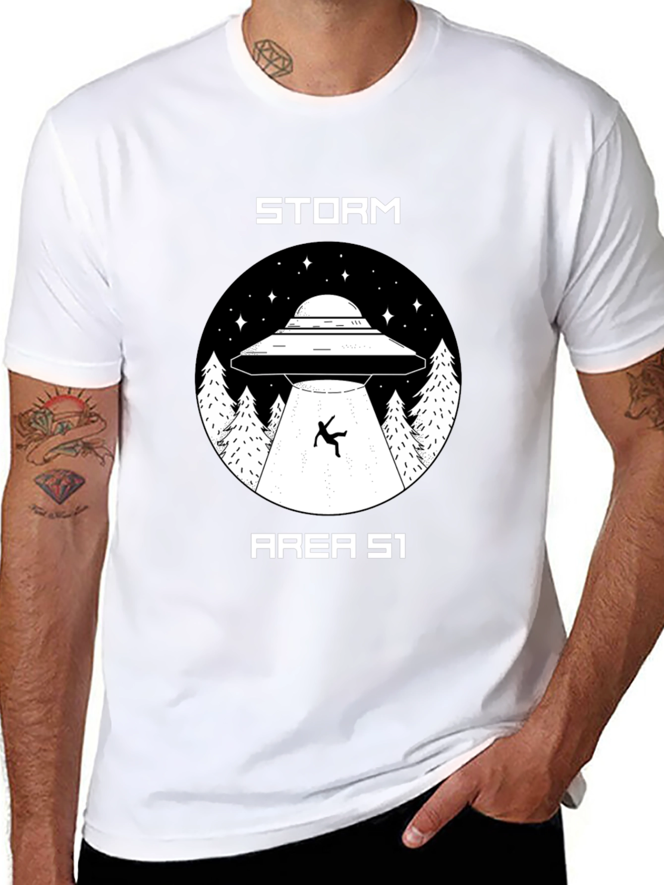 Storm Area 51 UFO Abduction Graphic T-Shirt