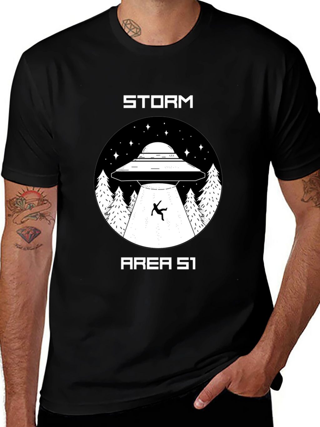 Storm Area 51 UFO Abduction Graphic T-Shirt