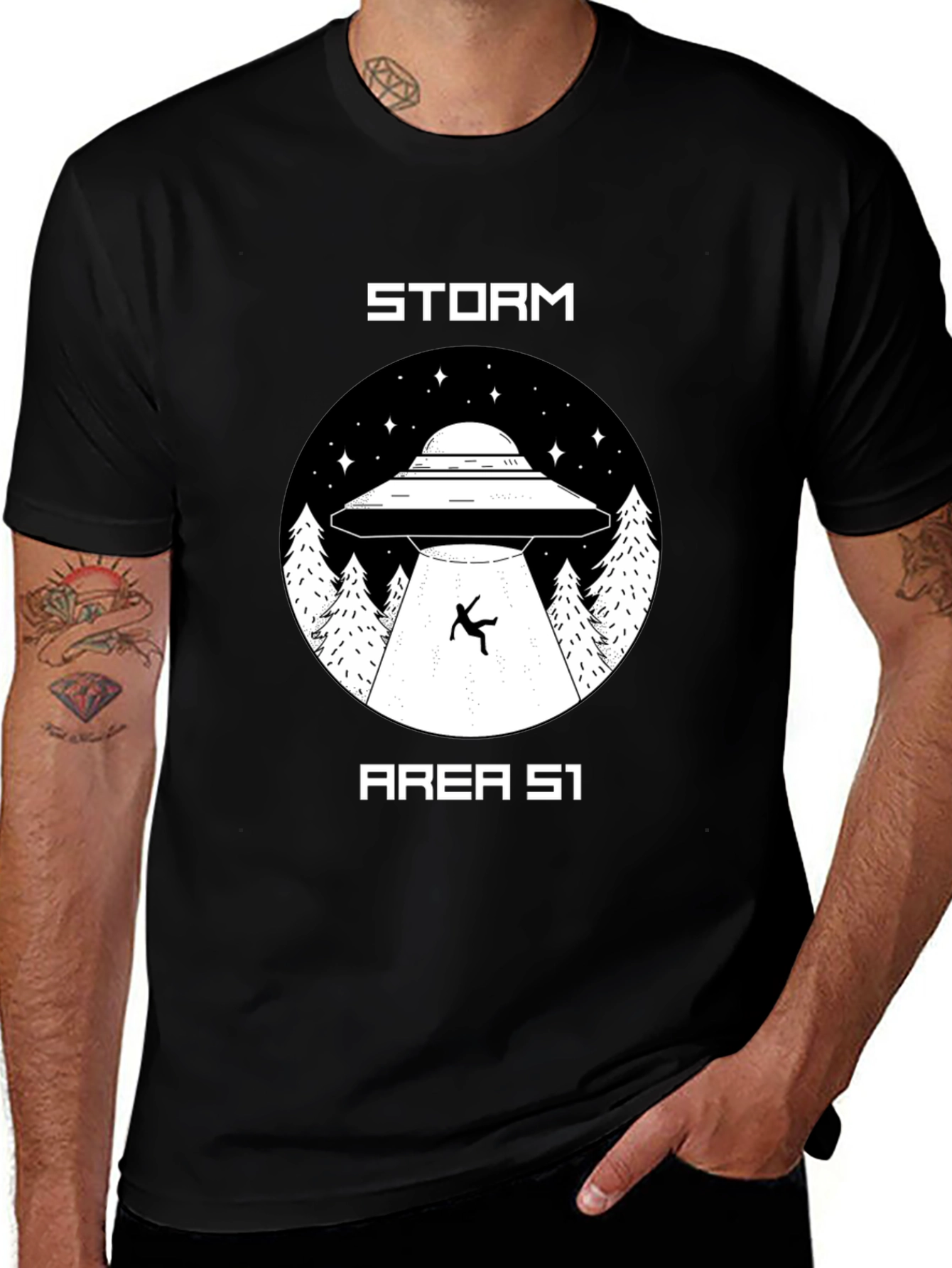 Storm Area 51 UFO Abduction Graphic T-Shirt