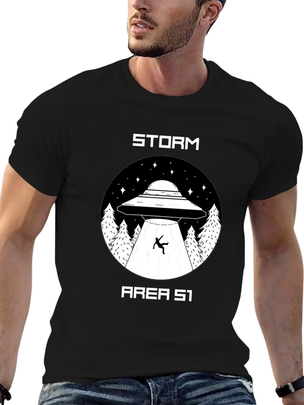Storm Area 51 UFO Abduction Graphic T-Shirt