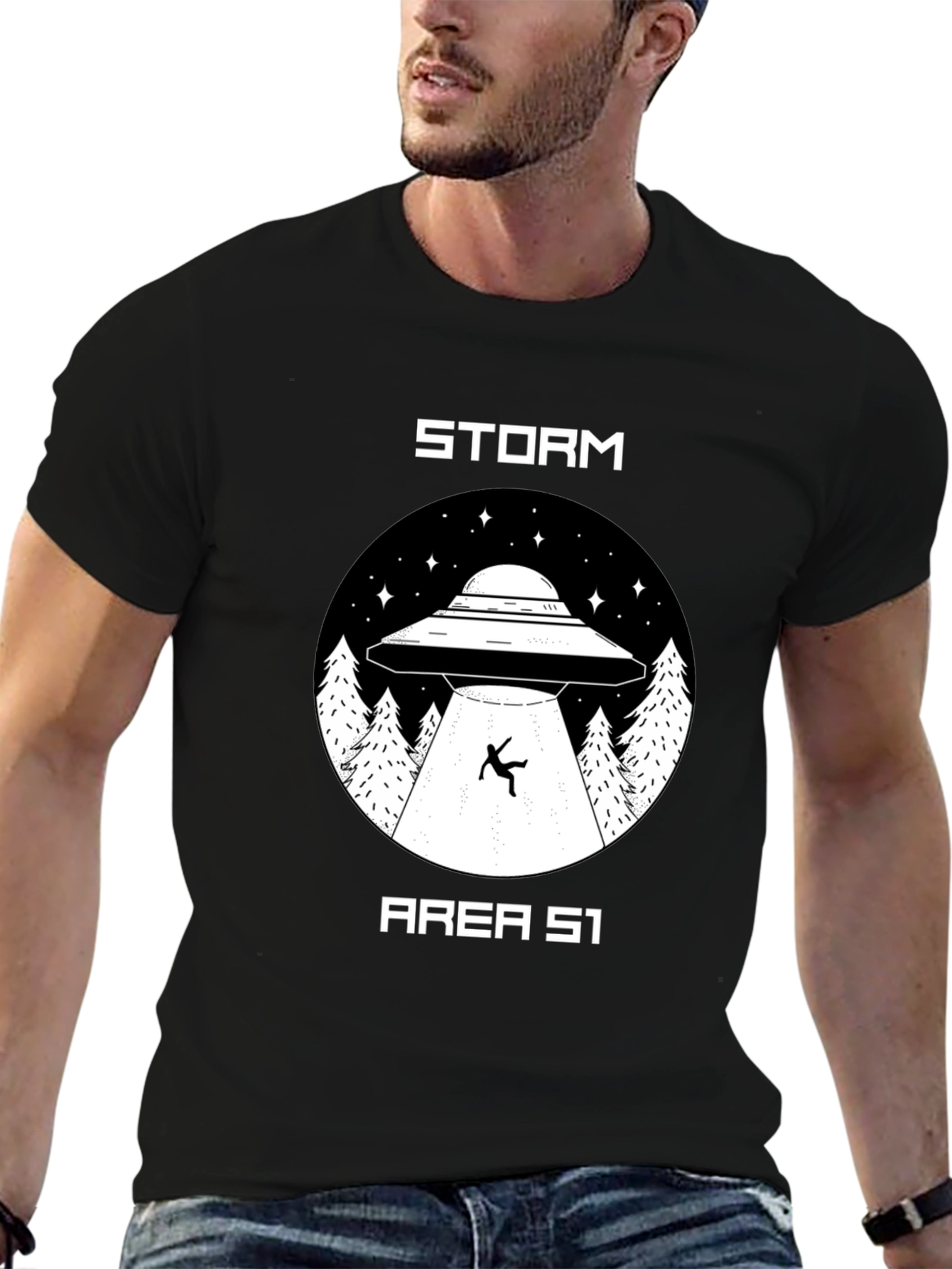 Storm Area 51 UFO Abduction Graphic T-Shirt