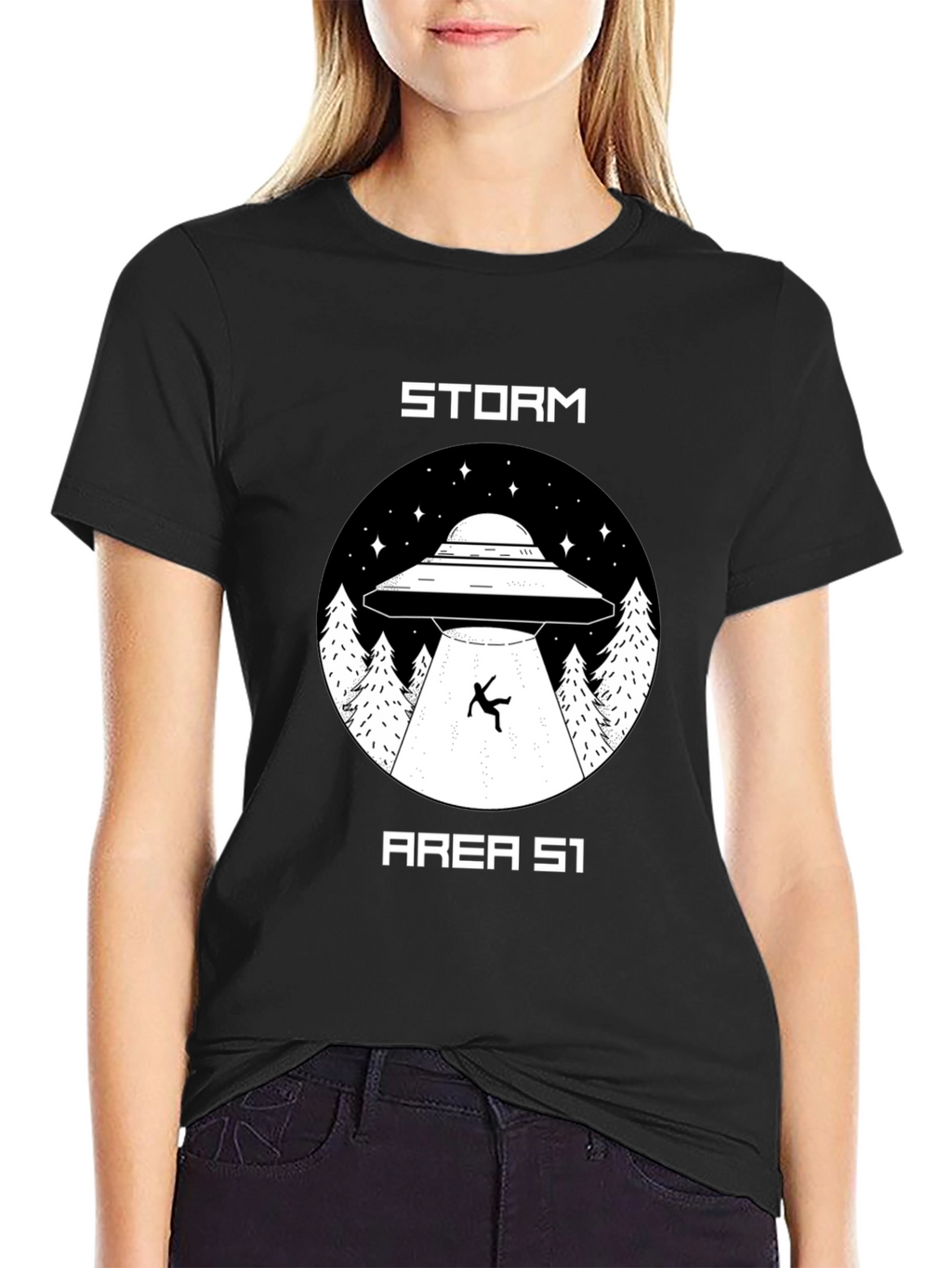 Storm Area 51 UFO Abduction Graphic T-Shirt