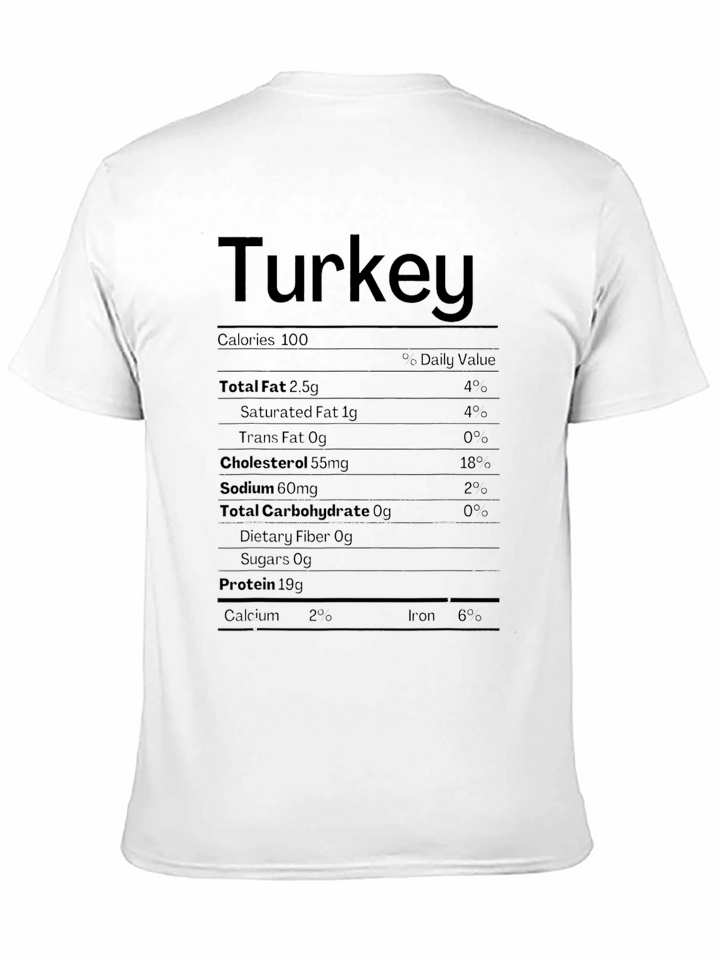 Turkey Nutrition Facts T-Shirt Funny Thanksgiving Tee