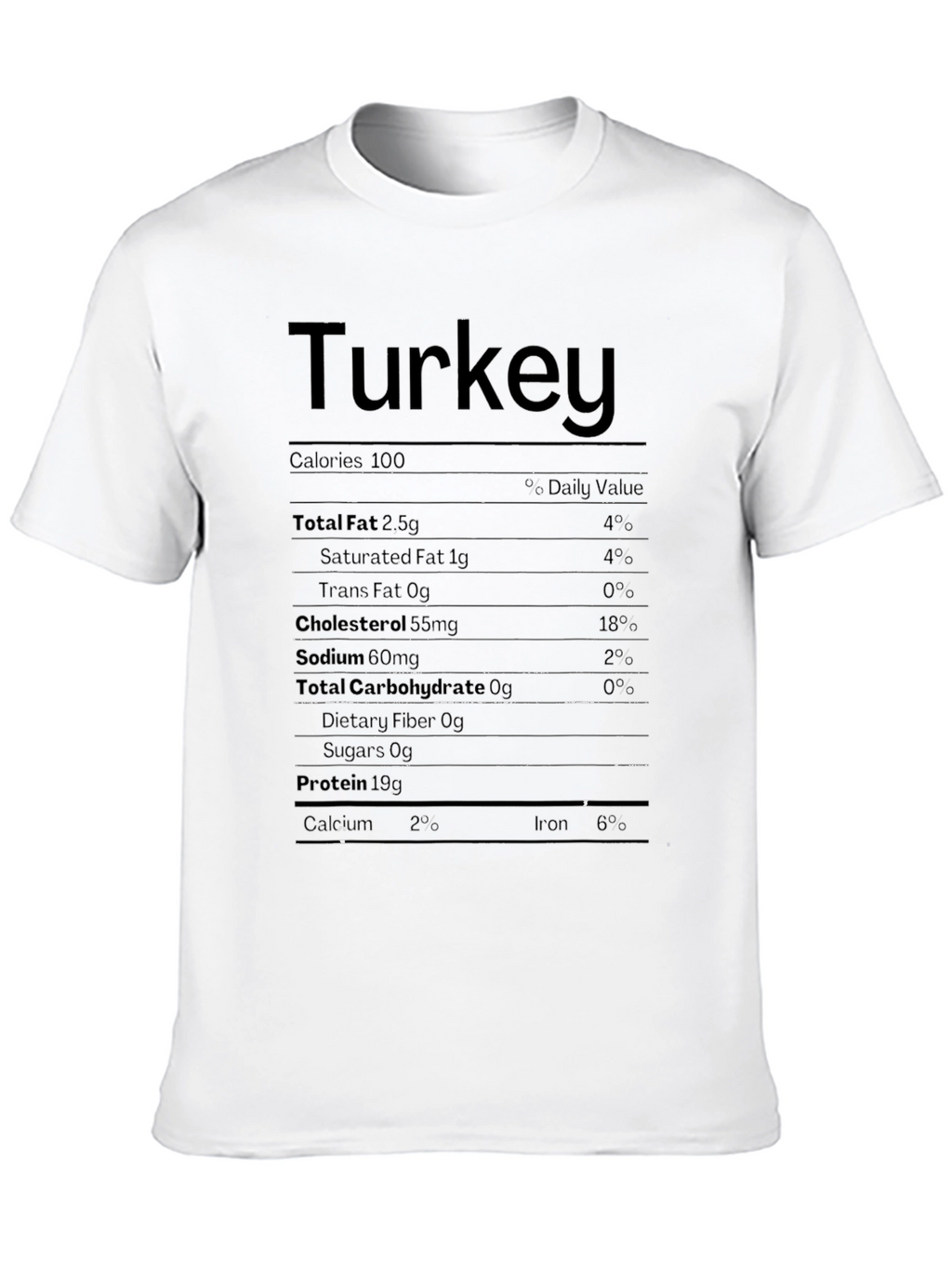 Turkey Nutrition Facts T-Shirt Funny Thanksgiving Tee