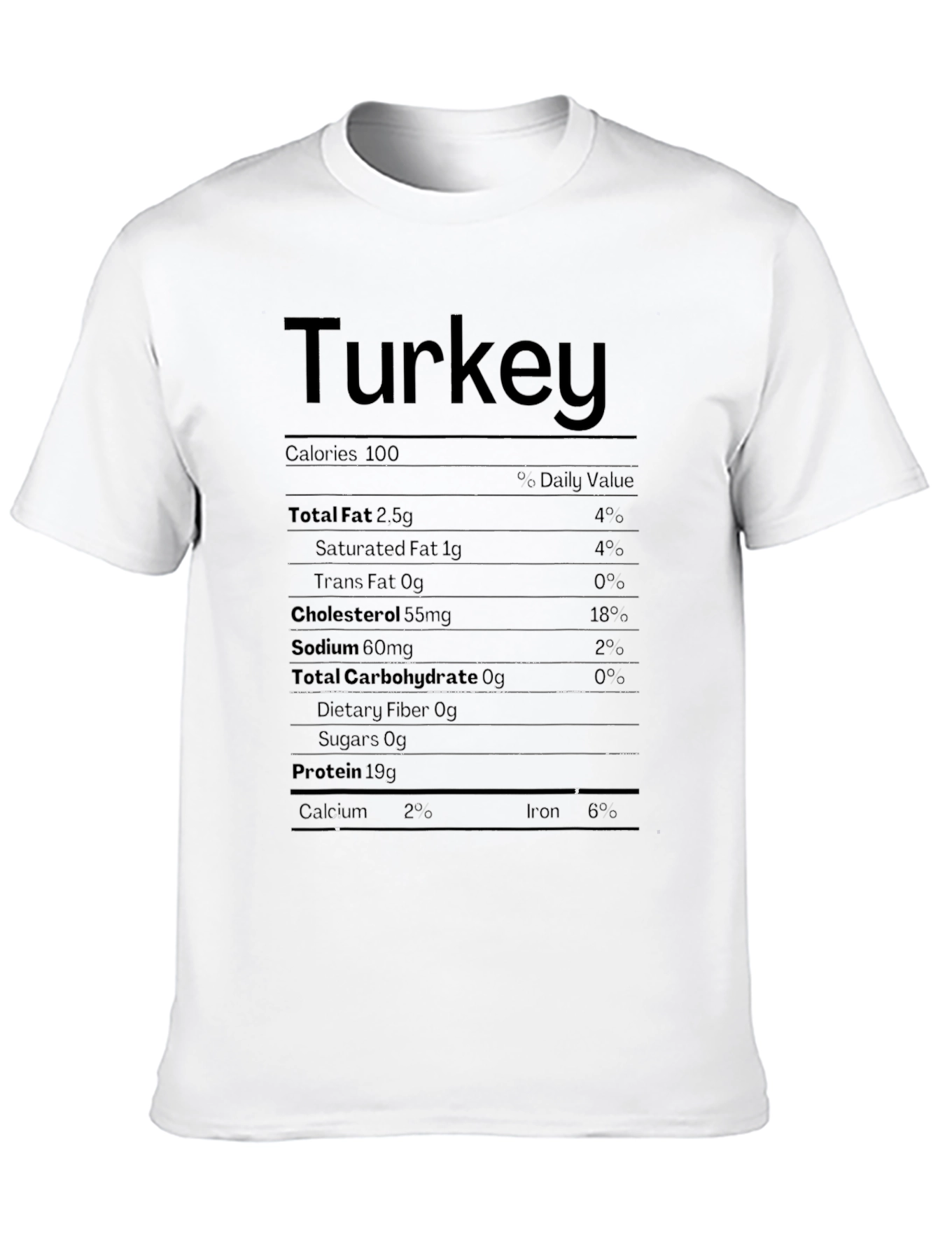 Turkey Nutrition Facts T-Shirt Funny Thanksgiving Tee