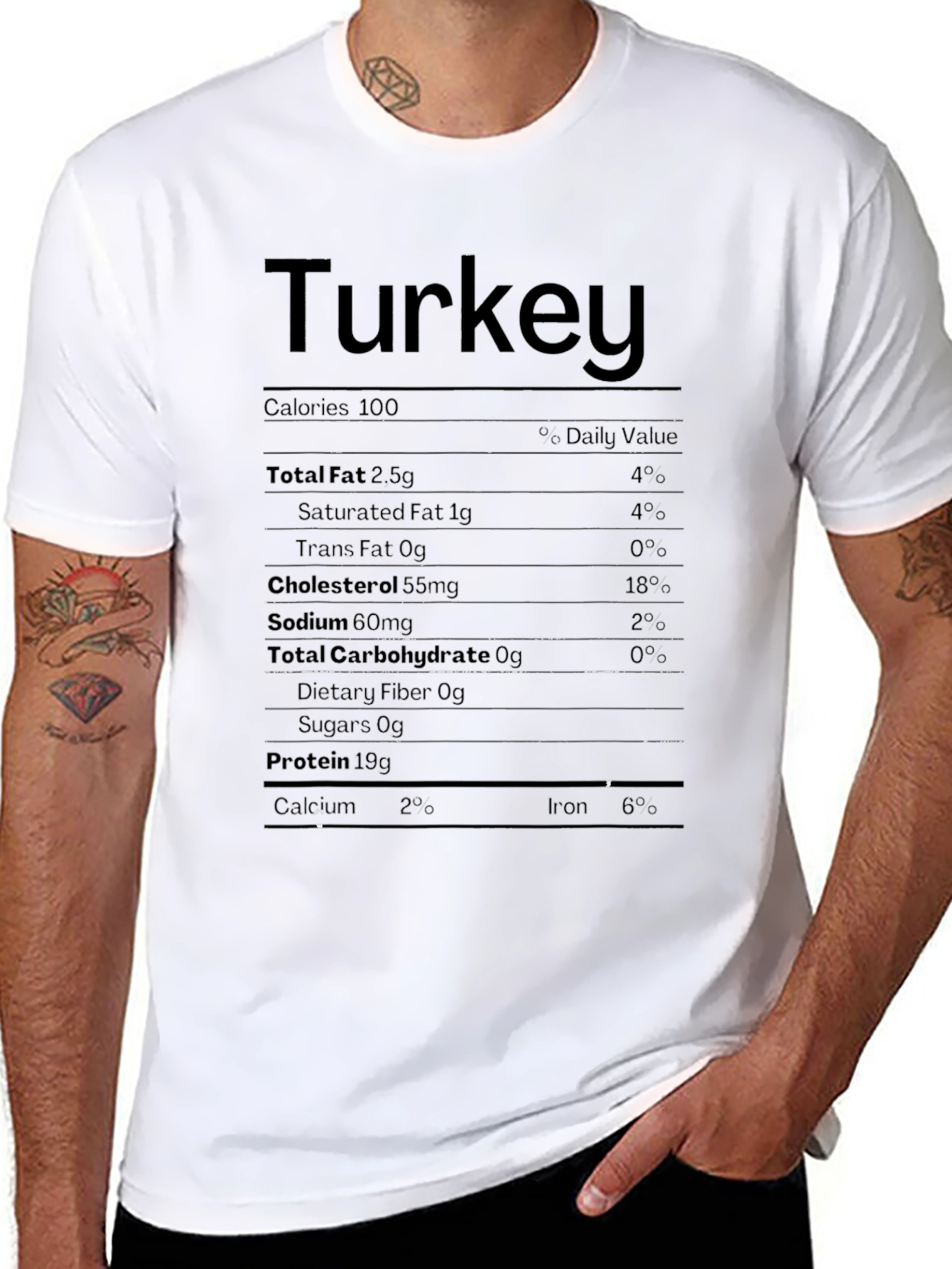 Turkey Nutrition Facts T-Shirt Funny Thanksgiving Tee