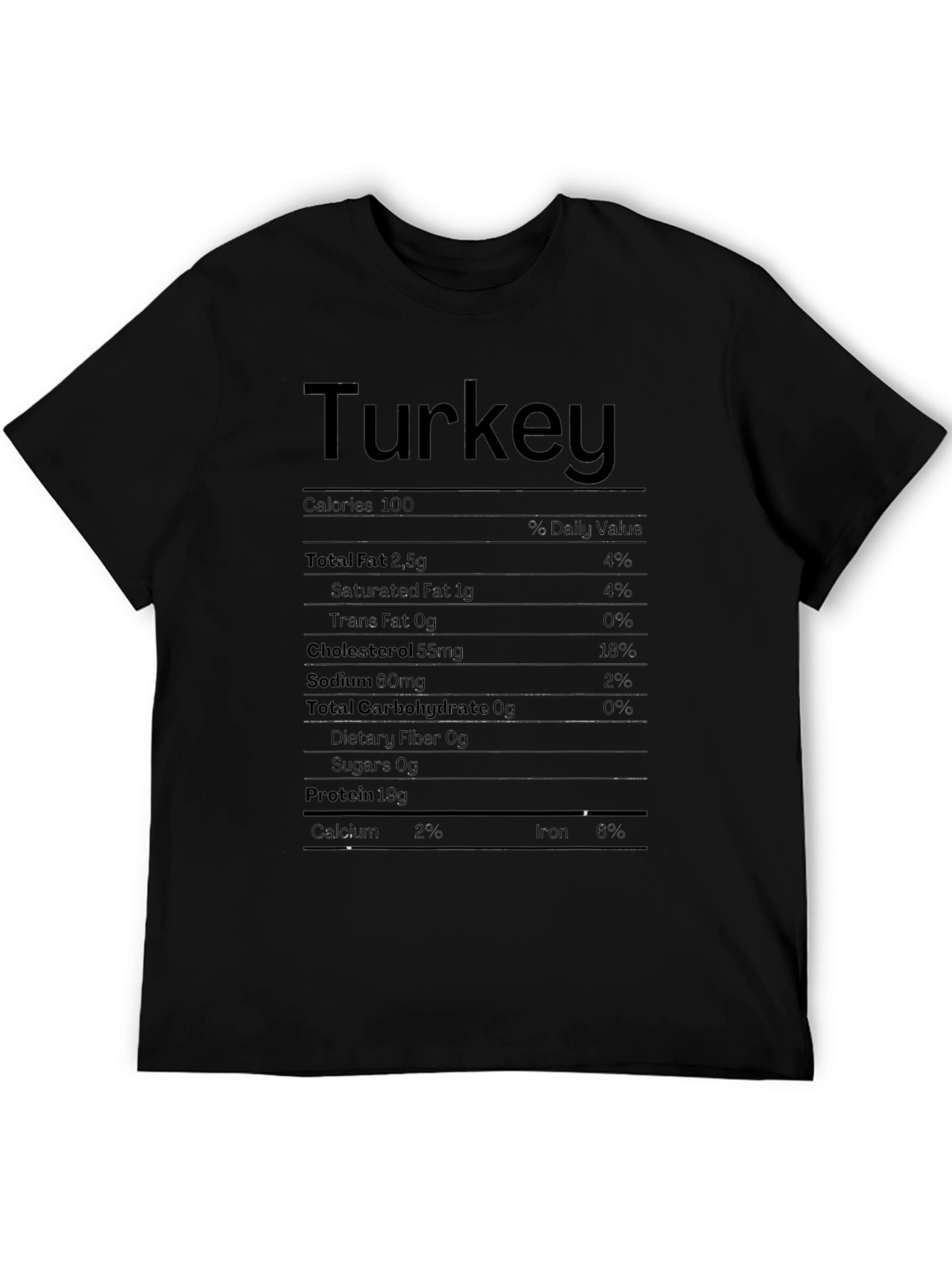 Turkey Nutrition Facts T-Shirt Funny Thanksgiving Tee