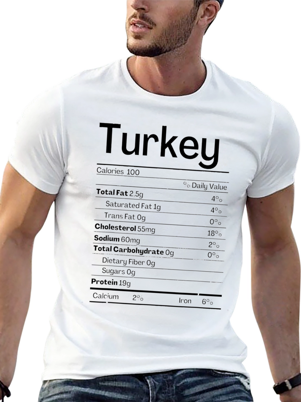 Turkey Nutrition Facts T-Shirt Funny Thanksgiving Tee