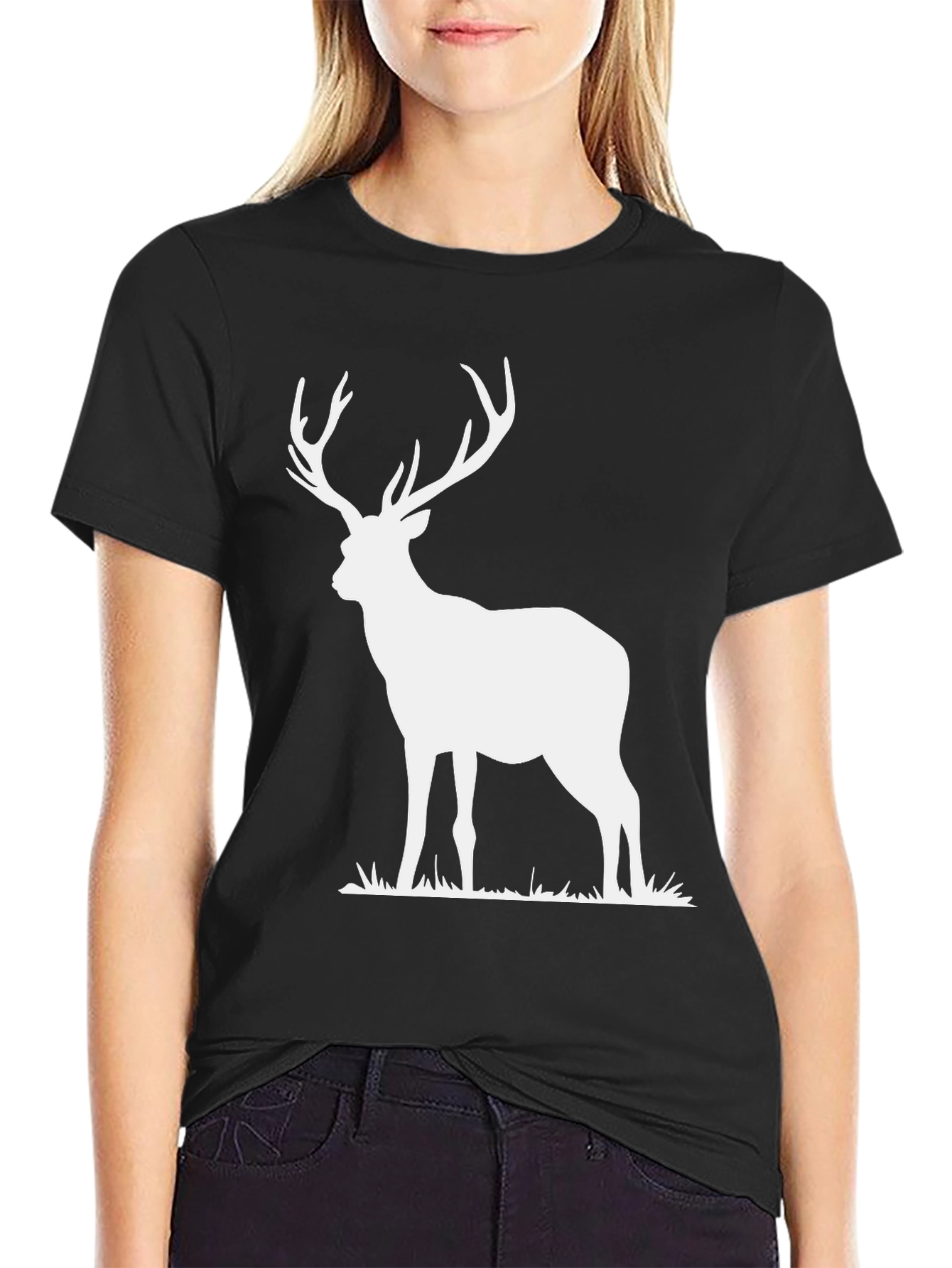 Stag Graphic Tee - Classic Black Cotton