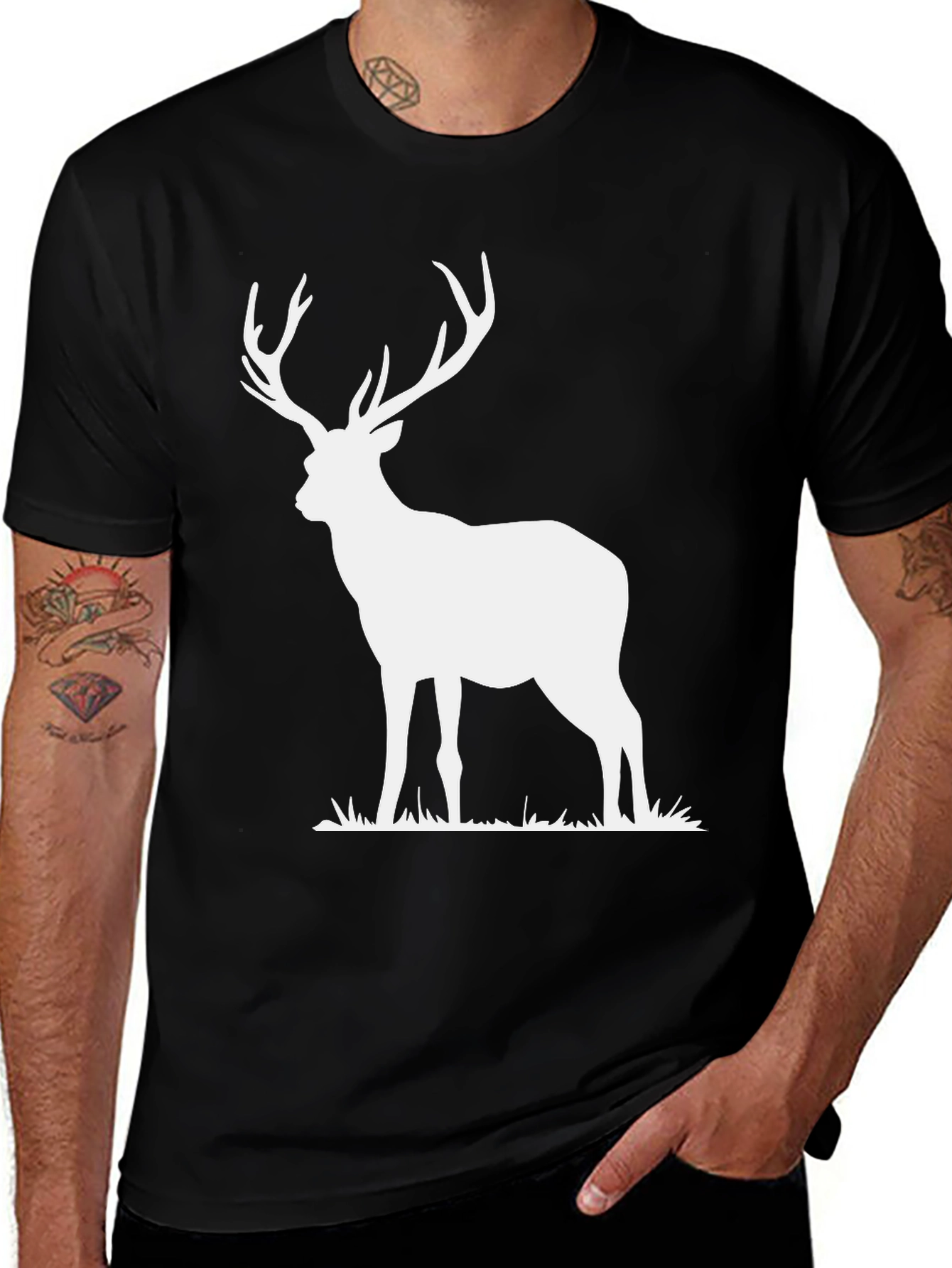 Stag Graphic Tee - Classic Black Cotton