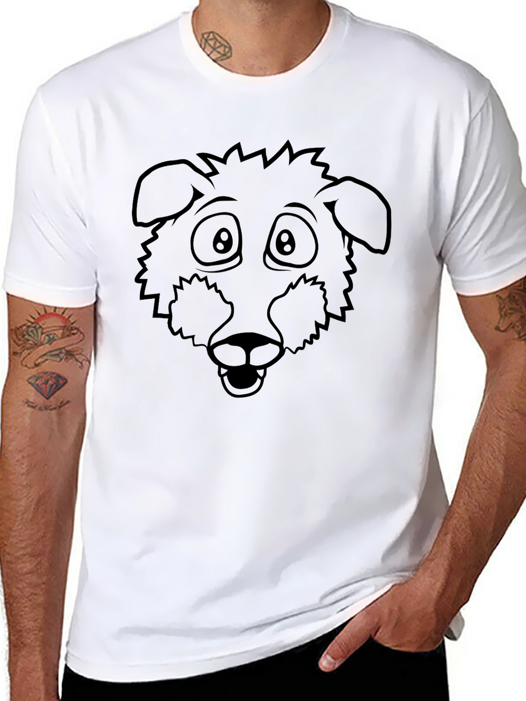 Cartoon Dog Graphic Tee - Black Unisex T-Shirt