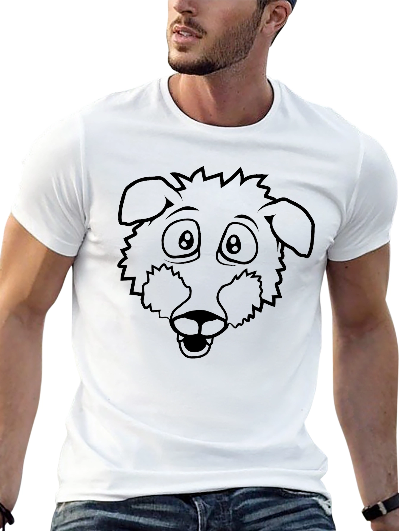 Cartoon Dog Graphic Tee - Black Unisex T-Shirt