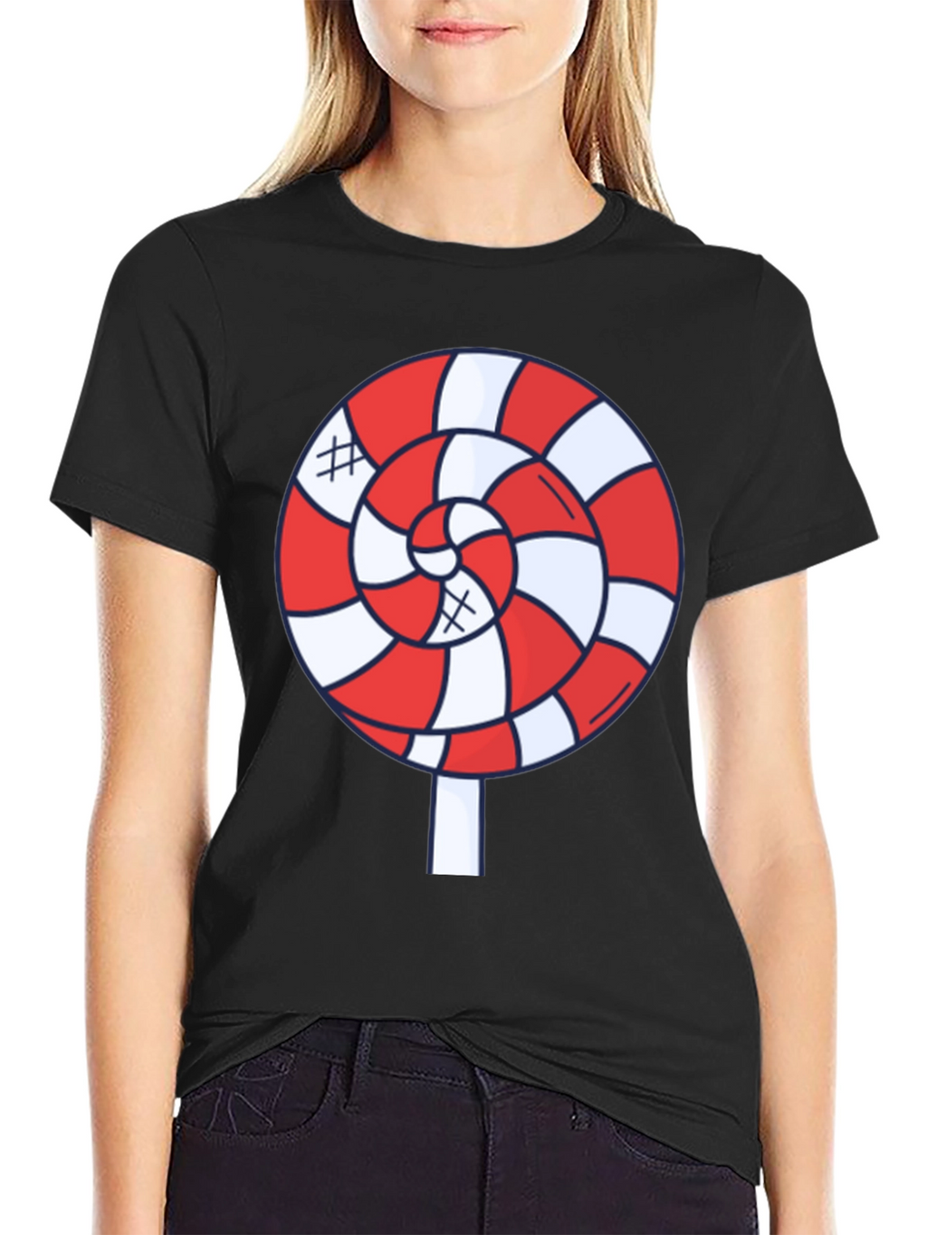 Candy Swirl Graphic Tee - Fun Black T-Shirt