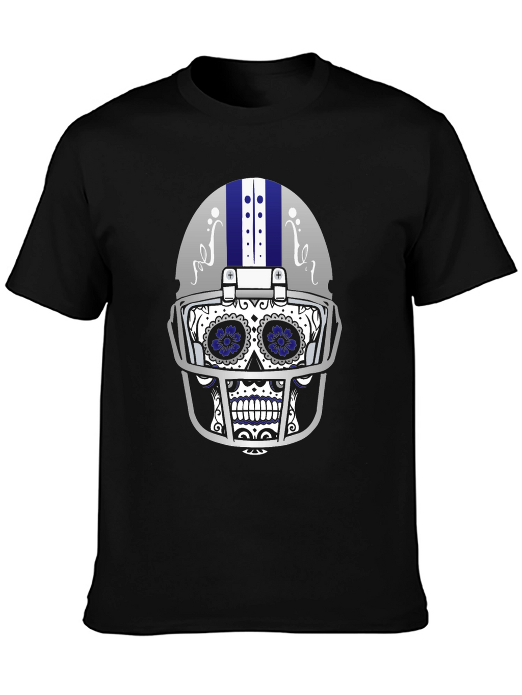 Sugar Skull Football Helmet Graphic T-Shirt