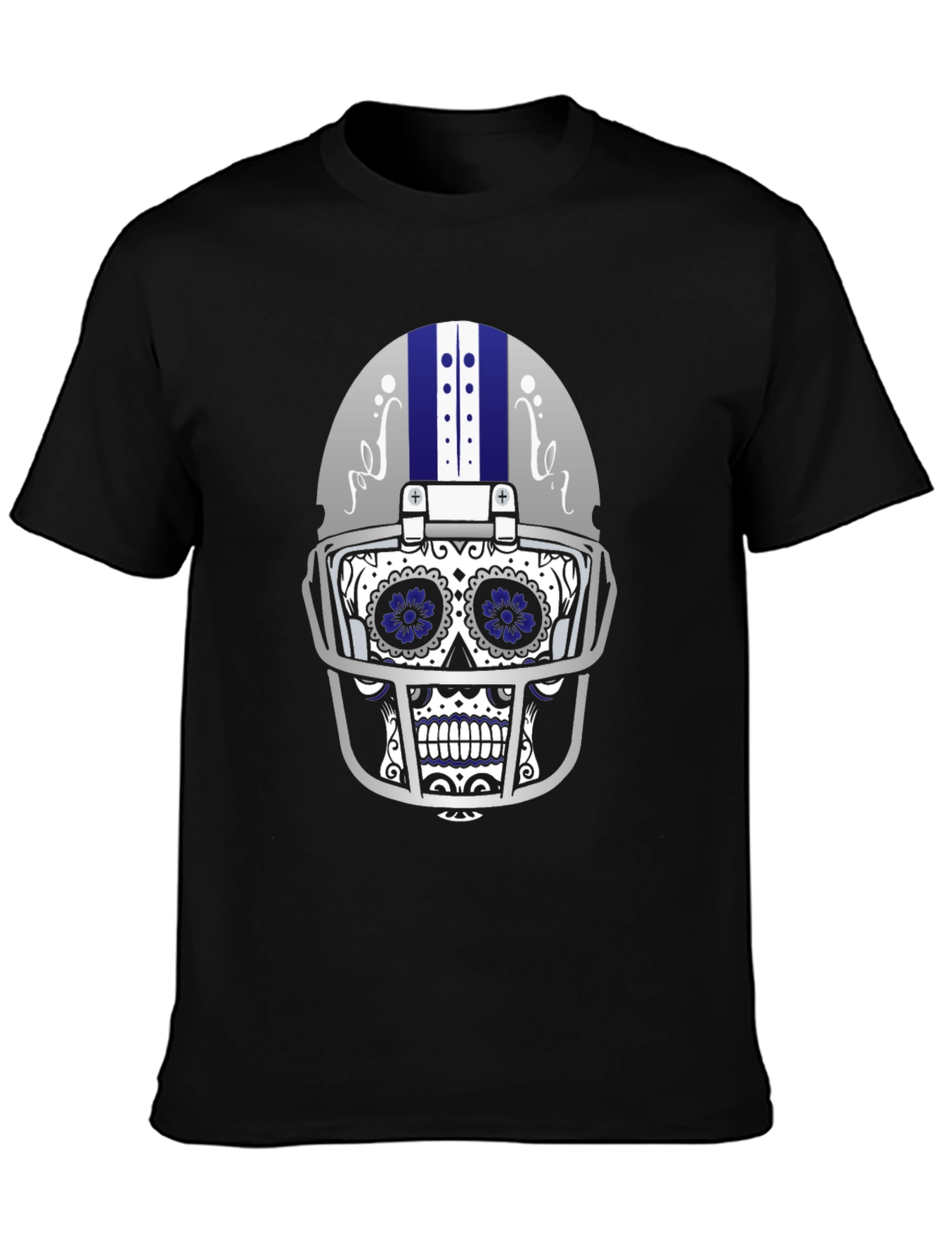 Sugar Skull Football Helmet Graphic T-Shirt