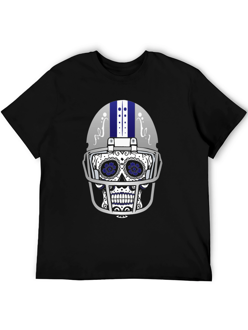 Sugar Skull Football Helmet Graphic T-Shirt