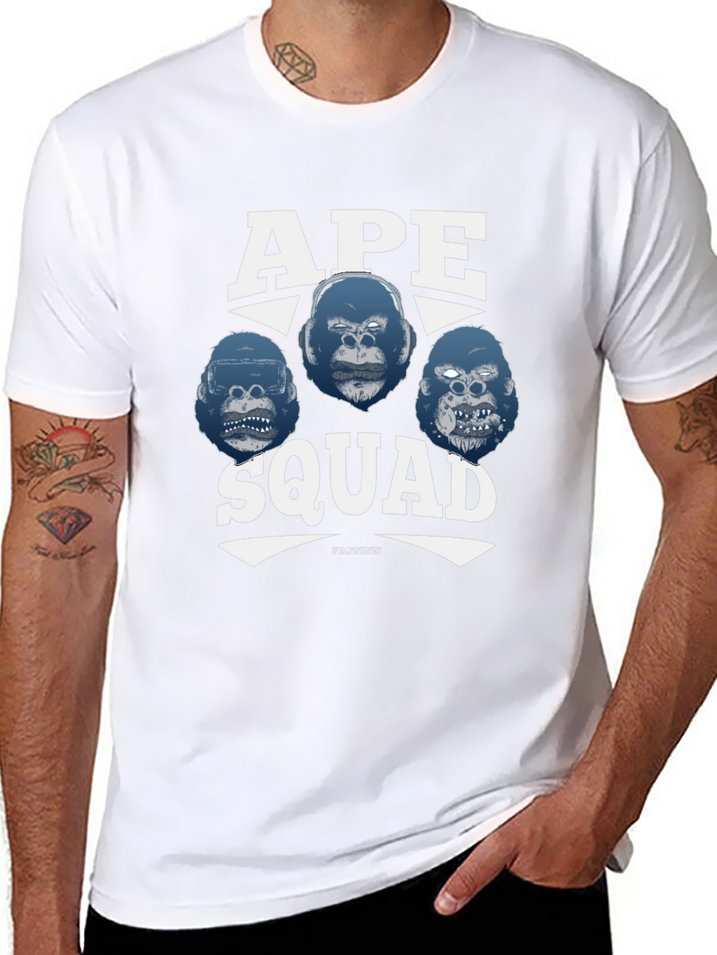 Ape Squad Graphic T-Shirt - Black Crew Neck Tee