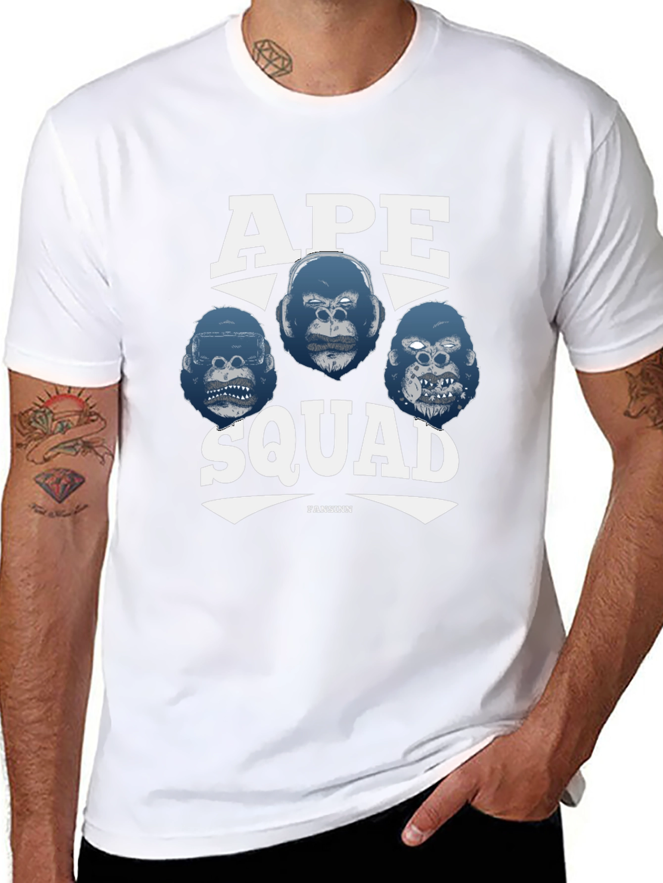 Ape Squad Graphic T-Shirt - Black Crew Neck Tee