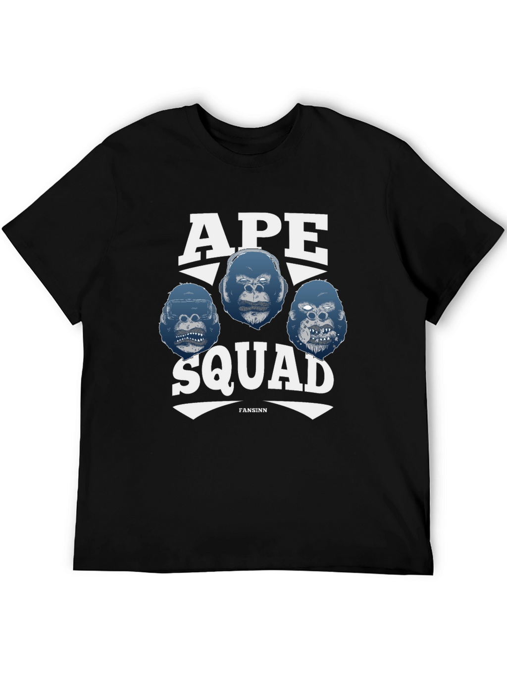 Ape Squad Graphic T-Shirt - Black Crew Neck Tee