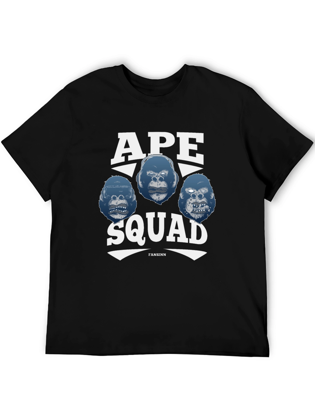 Ape Squad Graphic T-Shirt - Black Crew Neck Tee