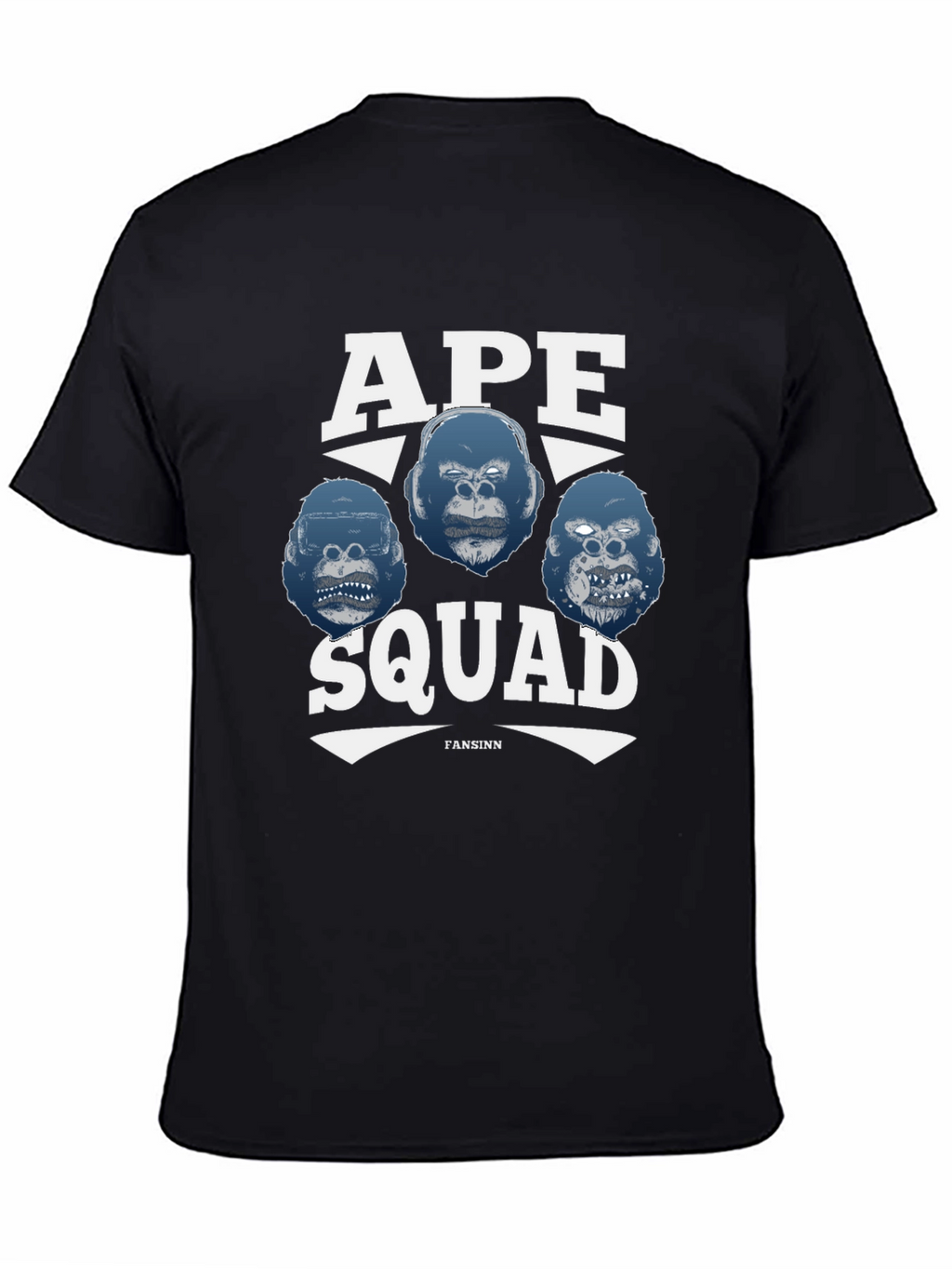 Ape Squad Graphic T-Shirt - Black Crew Neck Tee