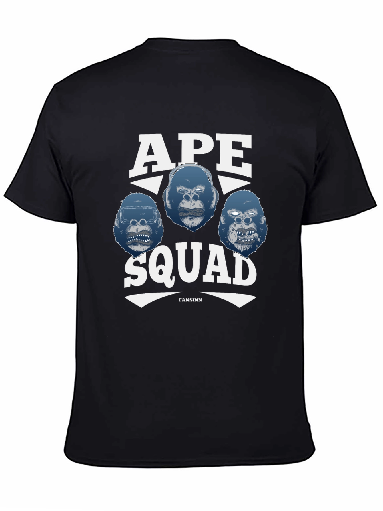 Ape Squad Graphic T-Shirt - Black Crew Neck Tee