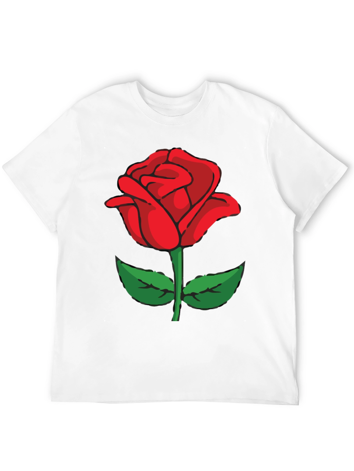 Black T-Shirt with Red Rose Graphic