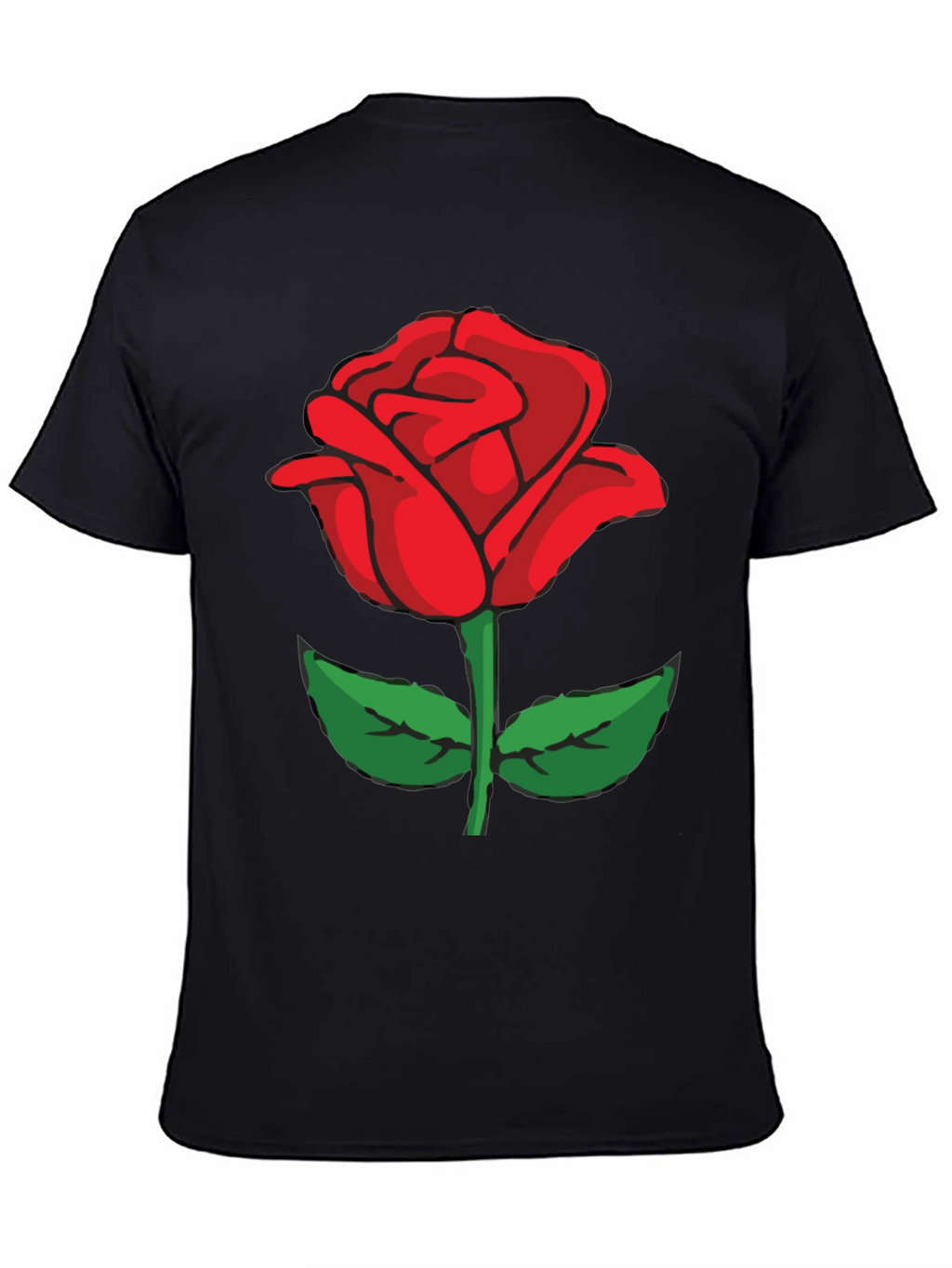 Black T-Shirt with Red Rose Graphic