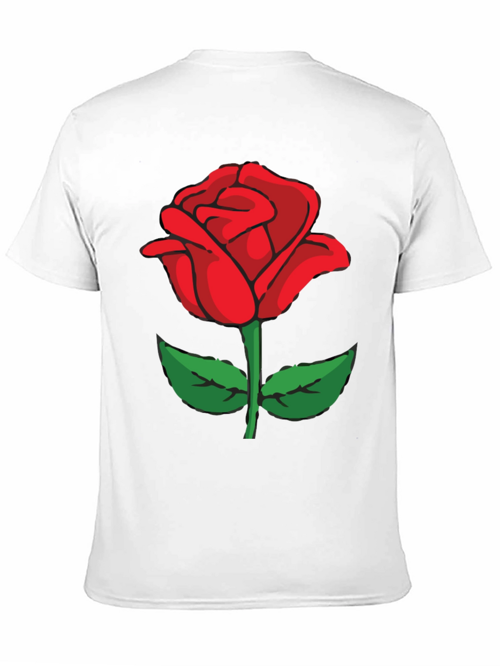 Black T-Shirt with Red Rose Graphic