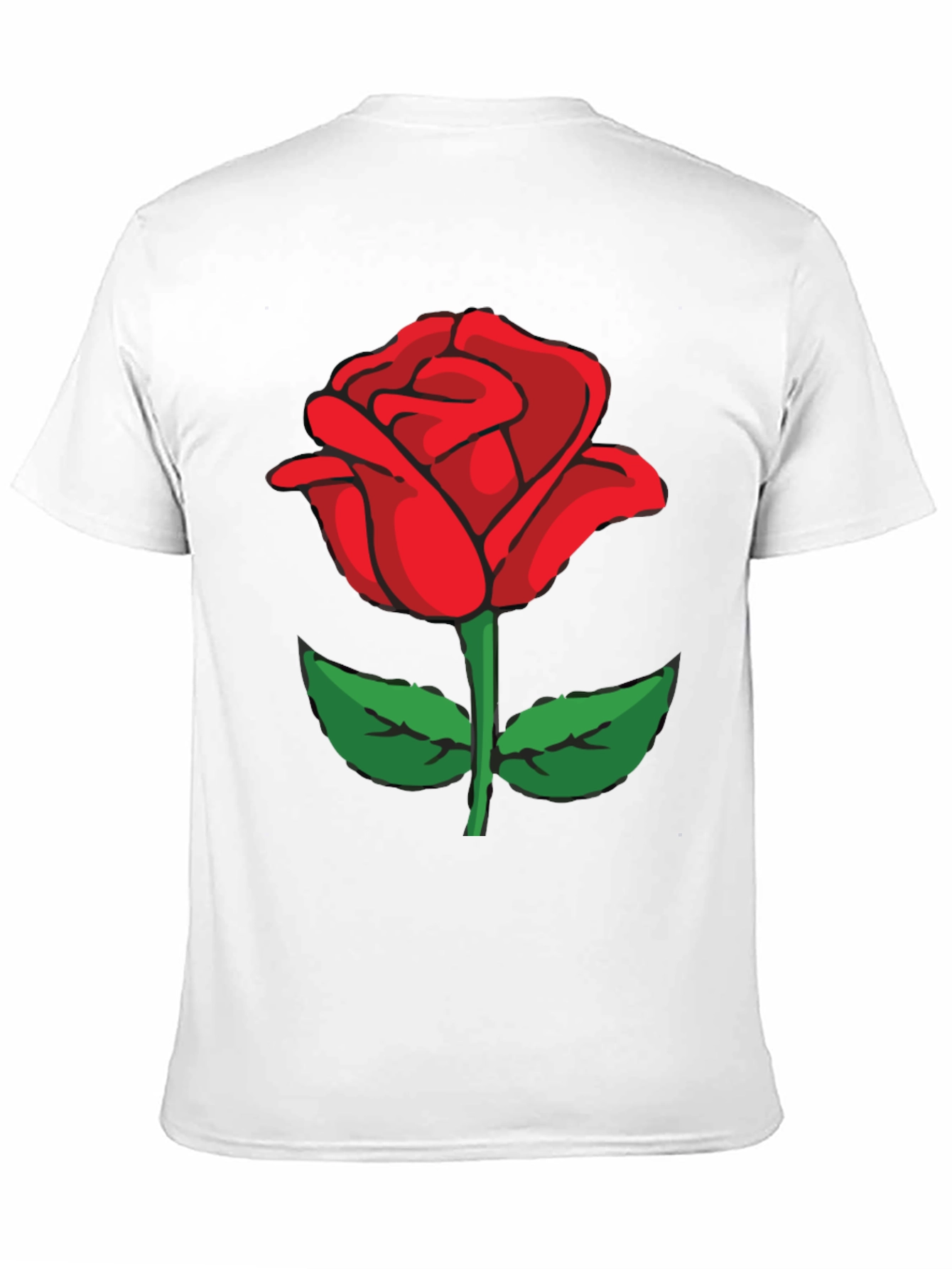 Black T-Shirt with Red Rose Graphic