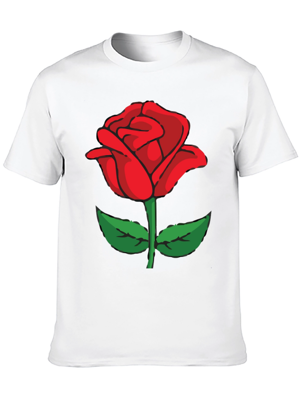 Black T-Shirt with Red Rose Graphic