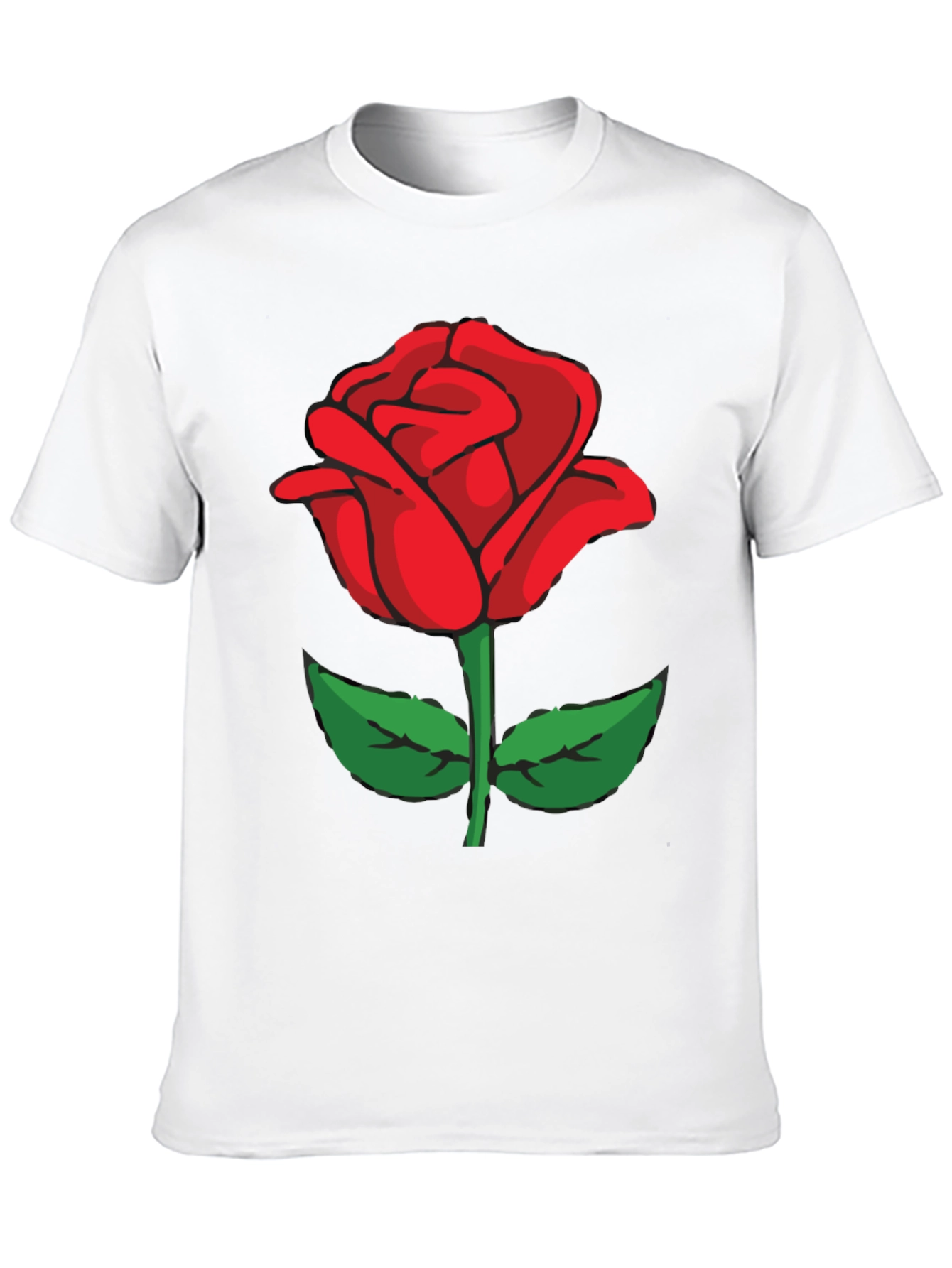 Black T-Shirt with Red Rose Graphic