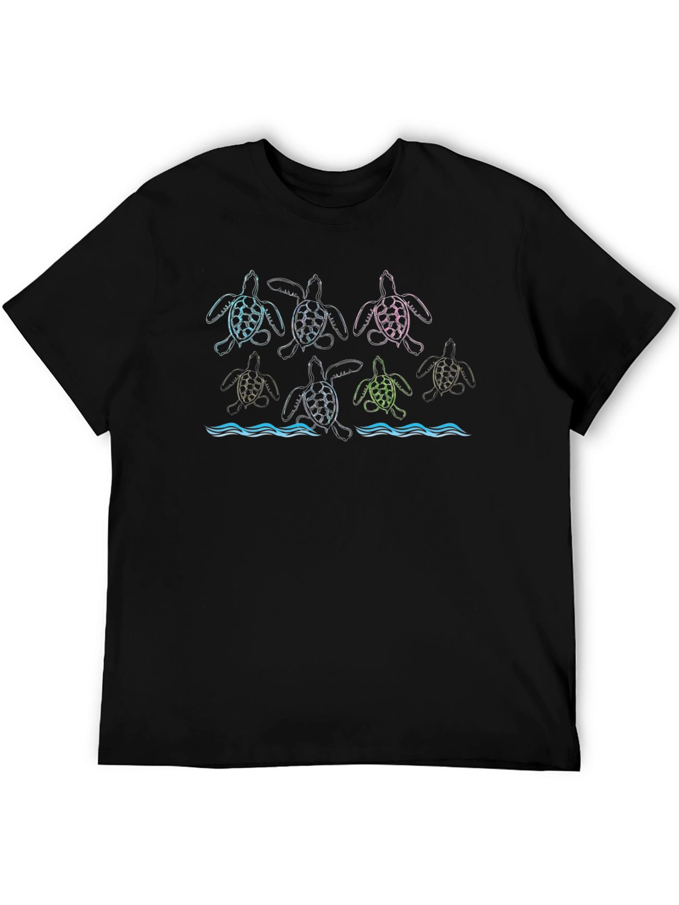 Turtle Graphic Print Black Tee