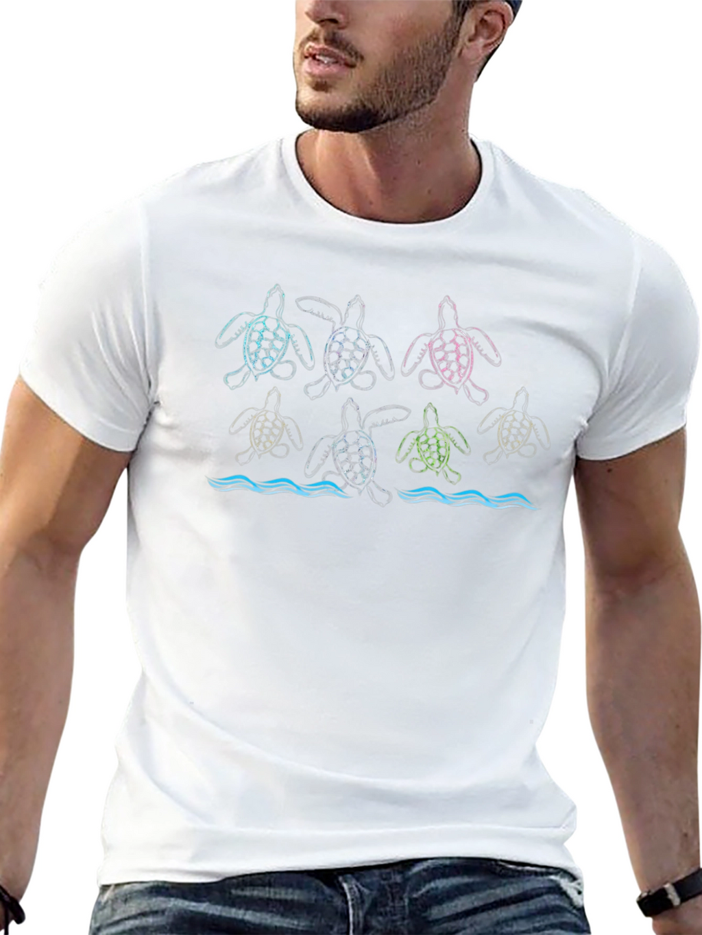 Turtle Graphic Print Black Tee