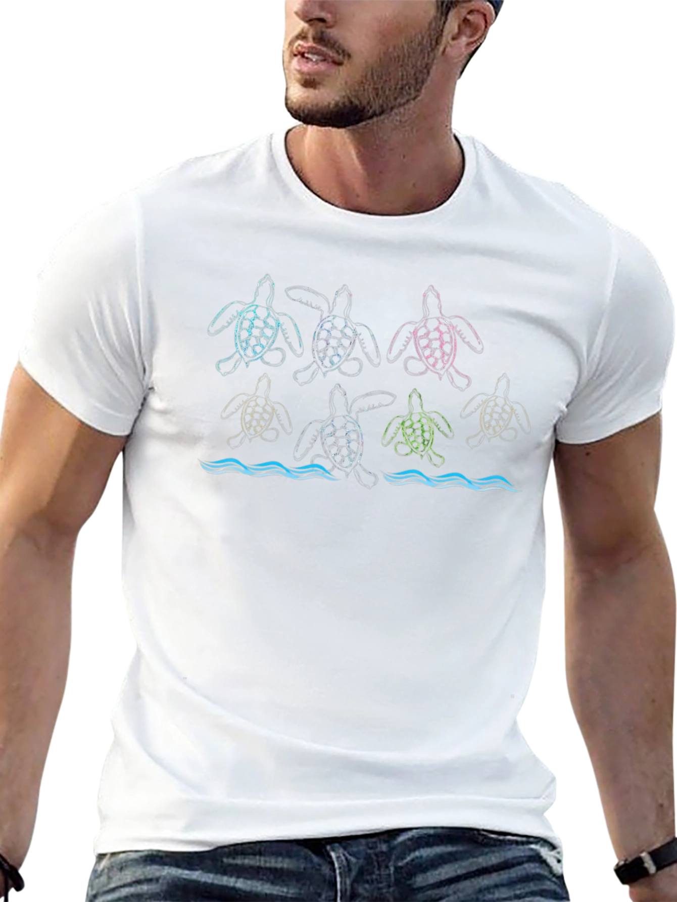 Turtle Graphic Print Black Tee