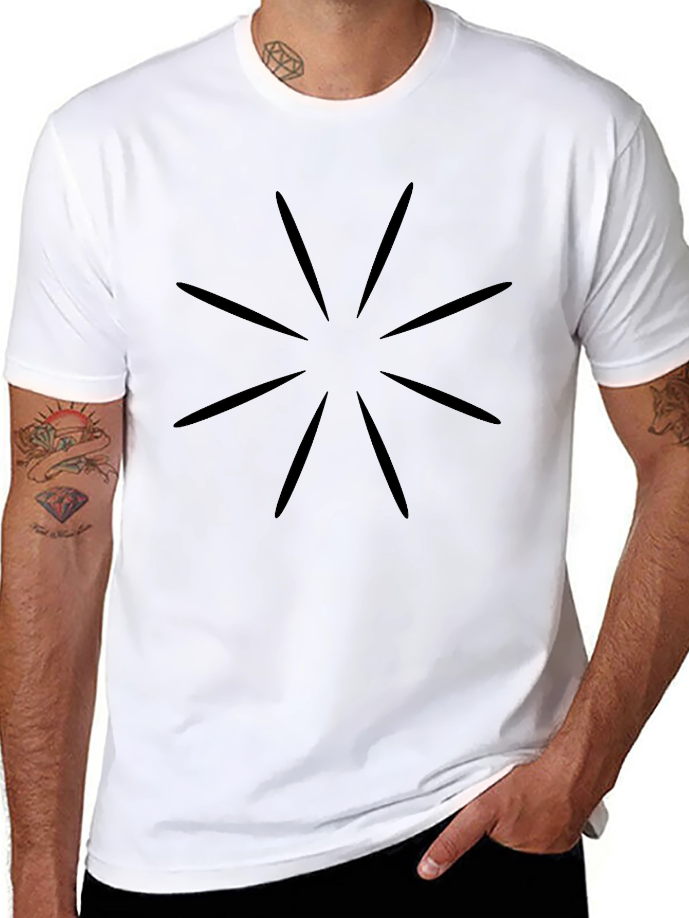Abstract Starburst Graphic Black T-Shirt
